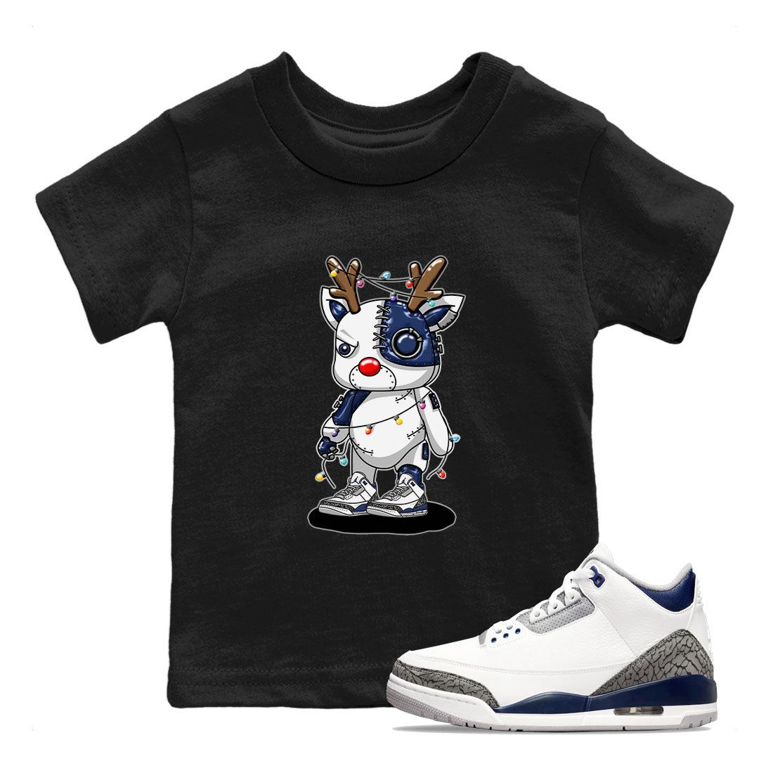 Cyborg Reindeer snkmatch Tees Kids - Air Jordan 3 Midnight Navy 2023