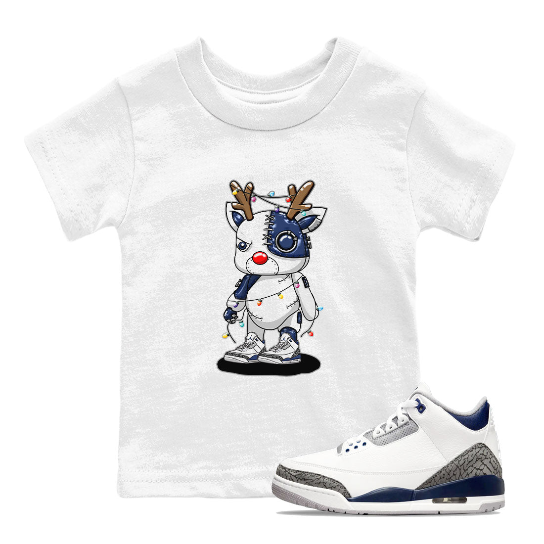 Cyborg Reindeer snkmatch Tees Kids - Air Jordan 3 Midnight Navy 2023