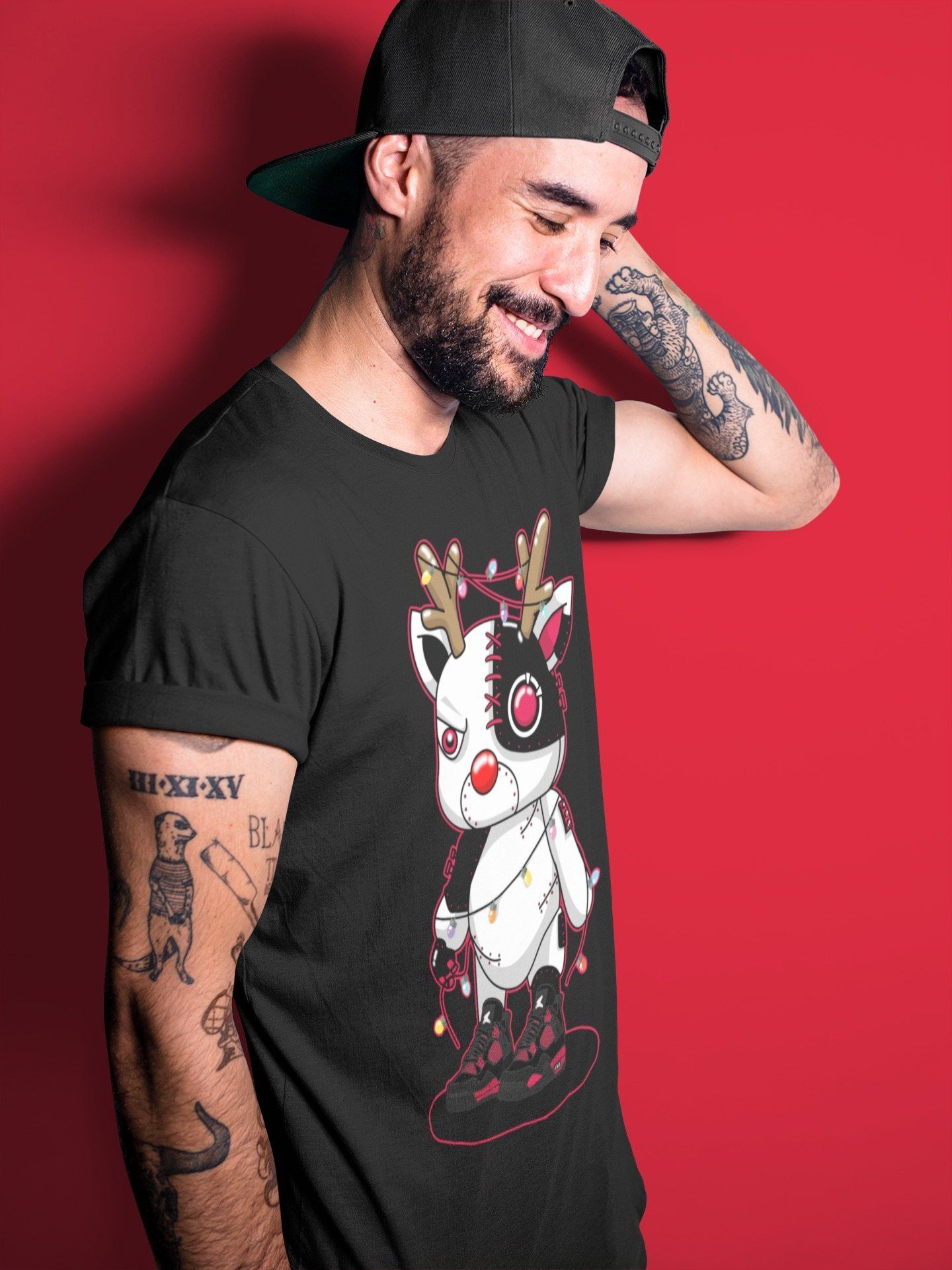 Cyborg Reindeer Unisex Tops - Air Jordan 4 Red Thunder