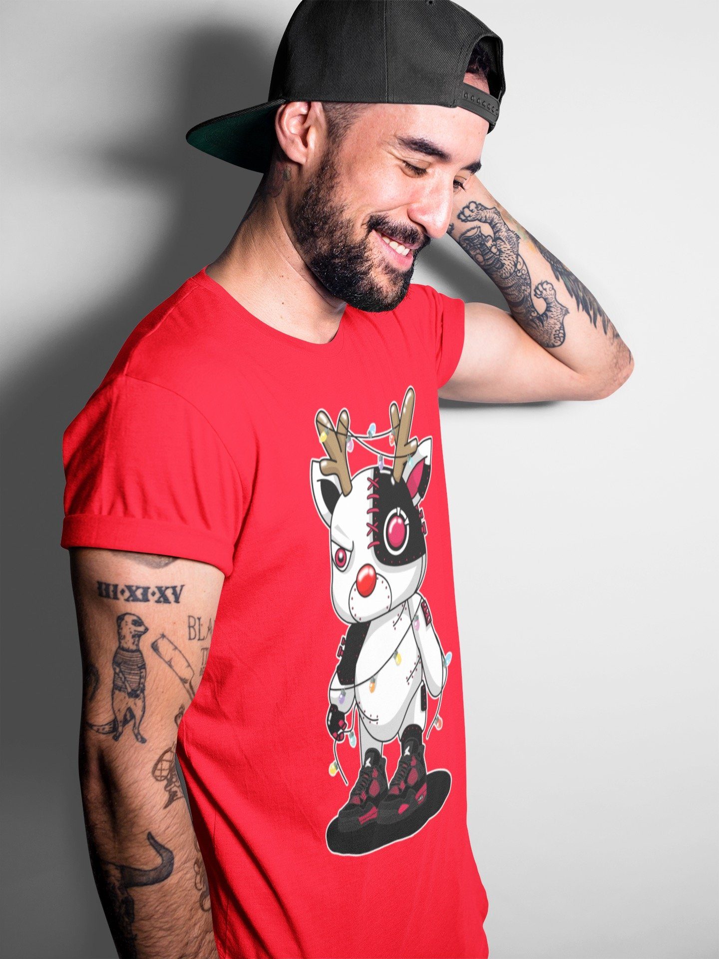 Cyborg Reindeer Unisex Tops - Air Jordan 4 Red Thunder