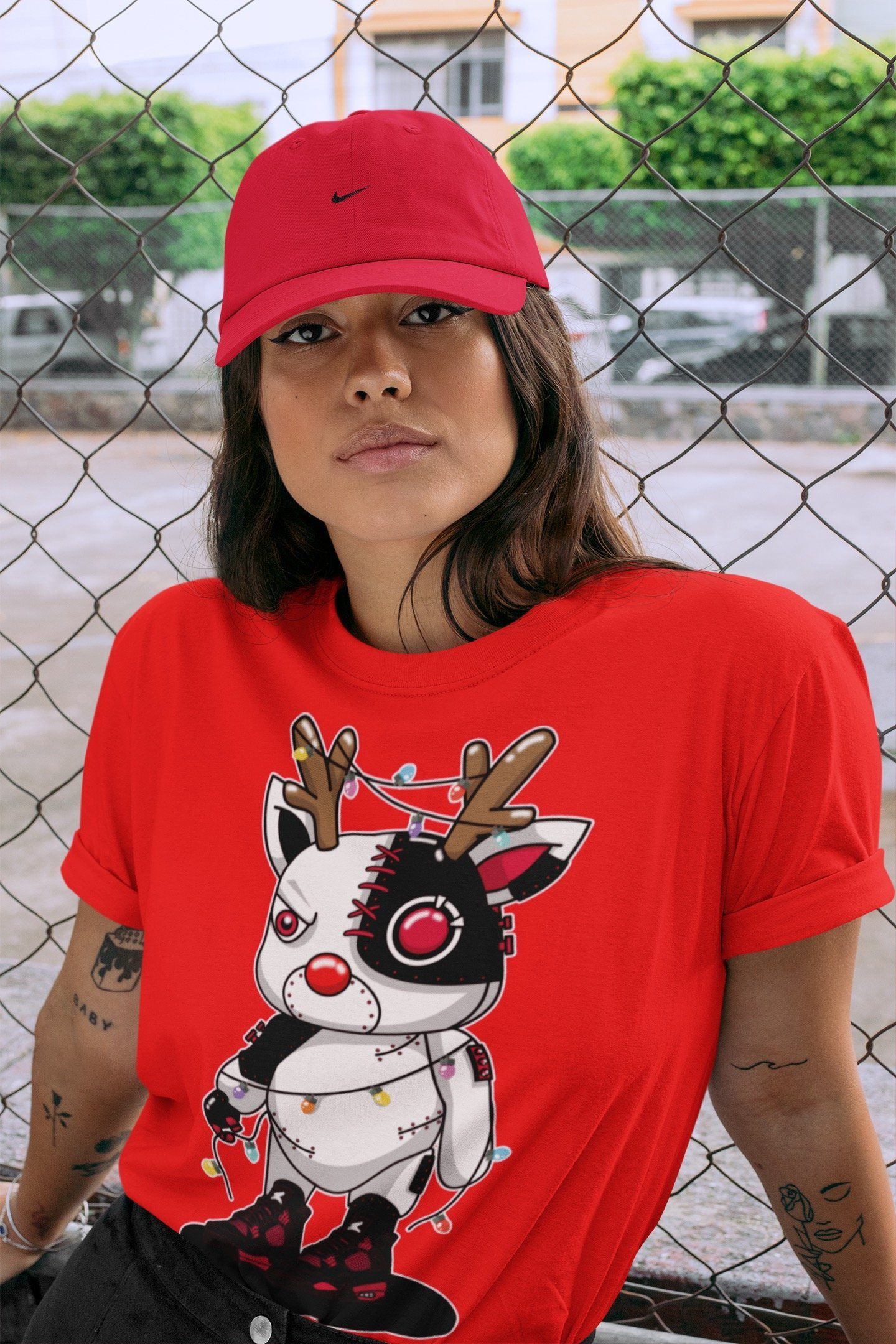Cyborg Reindeer Unisex Tops - Air Jordan 4 Red Thunder
