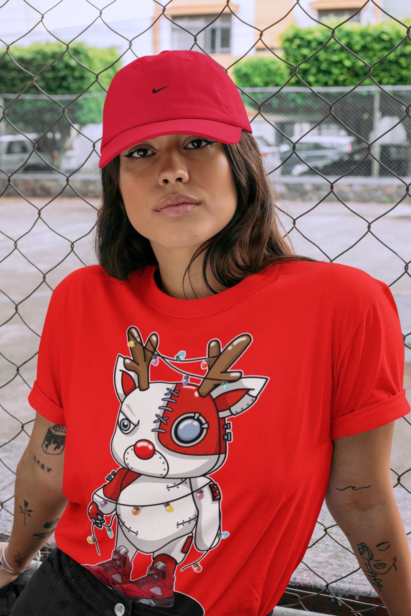 Cyborg Reindeer Unisex Tops - Air Jordan 5 Raging Bull