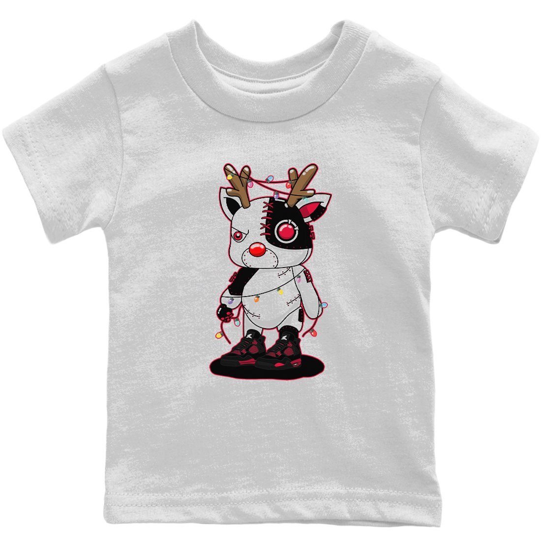 Cyborg Reindeer Kids Tops - Air Jordan 4 Red Thunder
