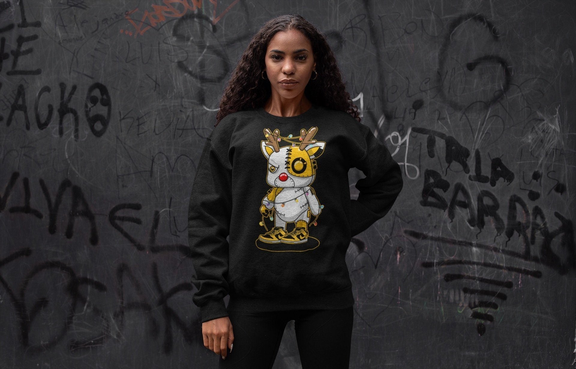 Cyborg Reindeer Unisex Tops - Dunk Championship Goldenrod