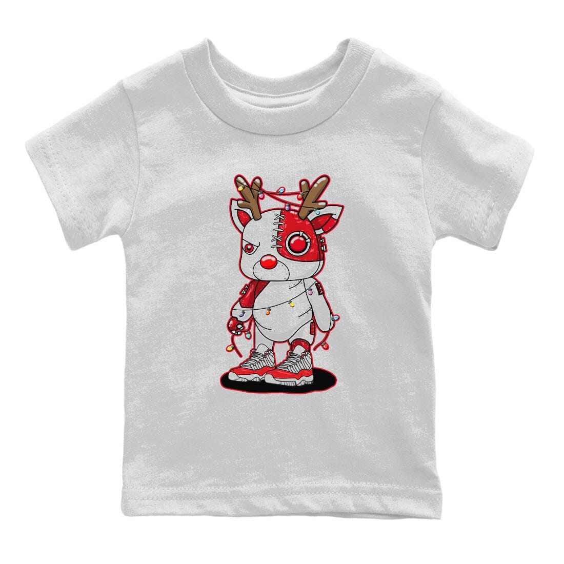 Cyborg Reindeer Kids Tops - Air Jordan 11 Cherry
