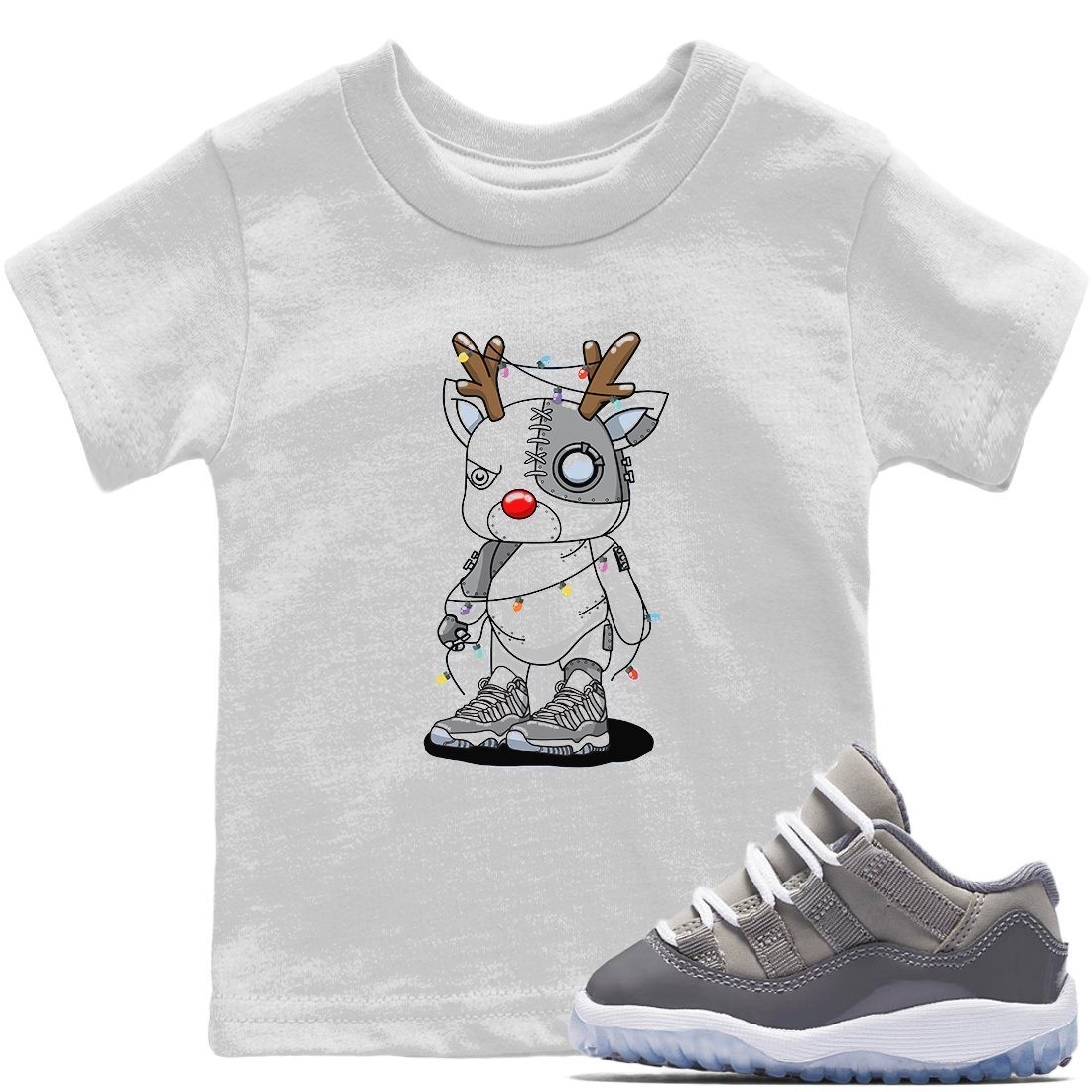 Cyborg Reindeer Kids Tops - Air Jordan 11 Cool Grey