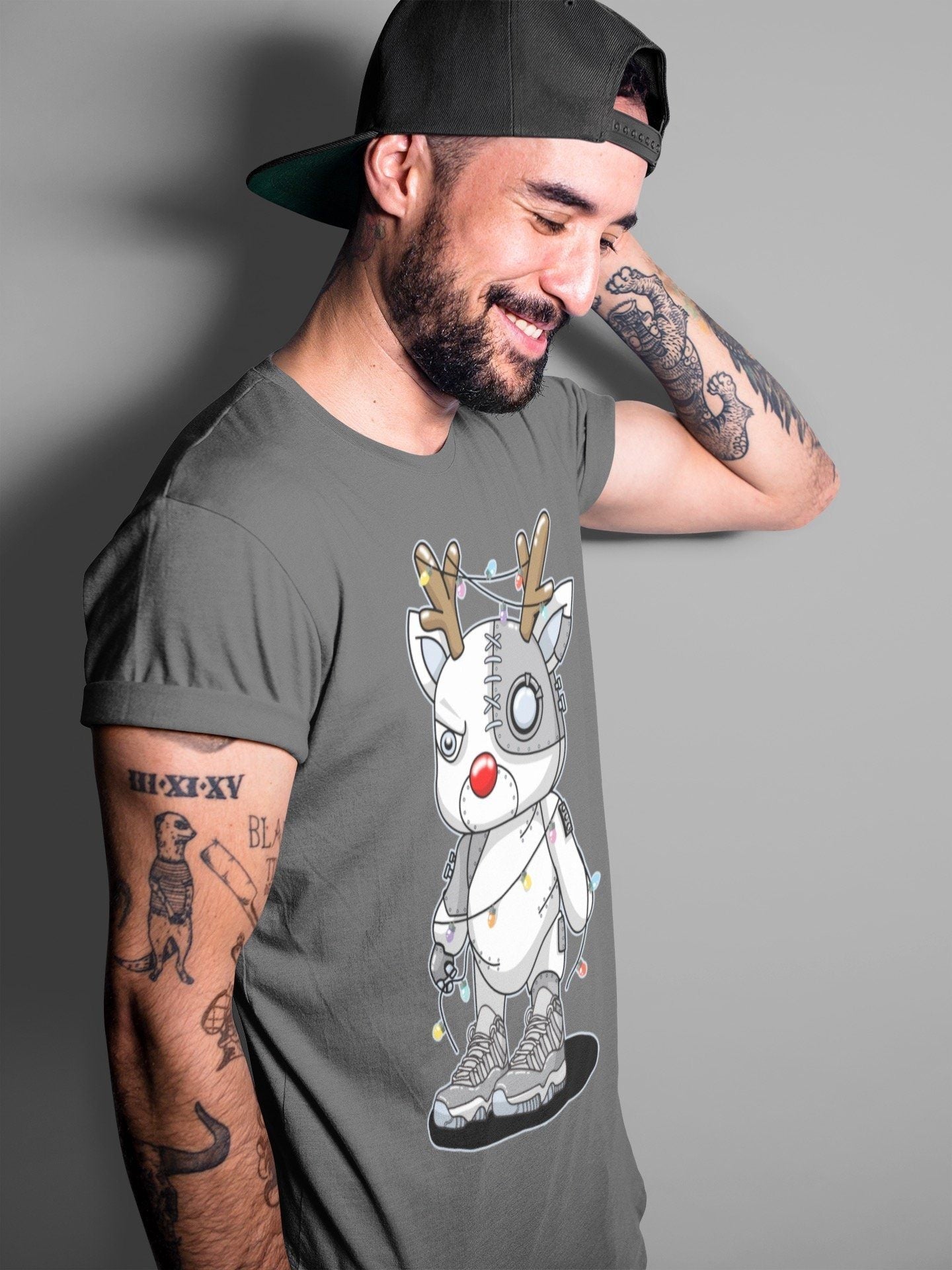 Cyborg Reindeer Unisex Tops - Air Jordan 11 Cool Grey