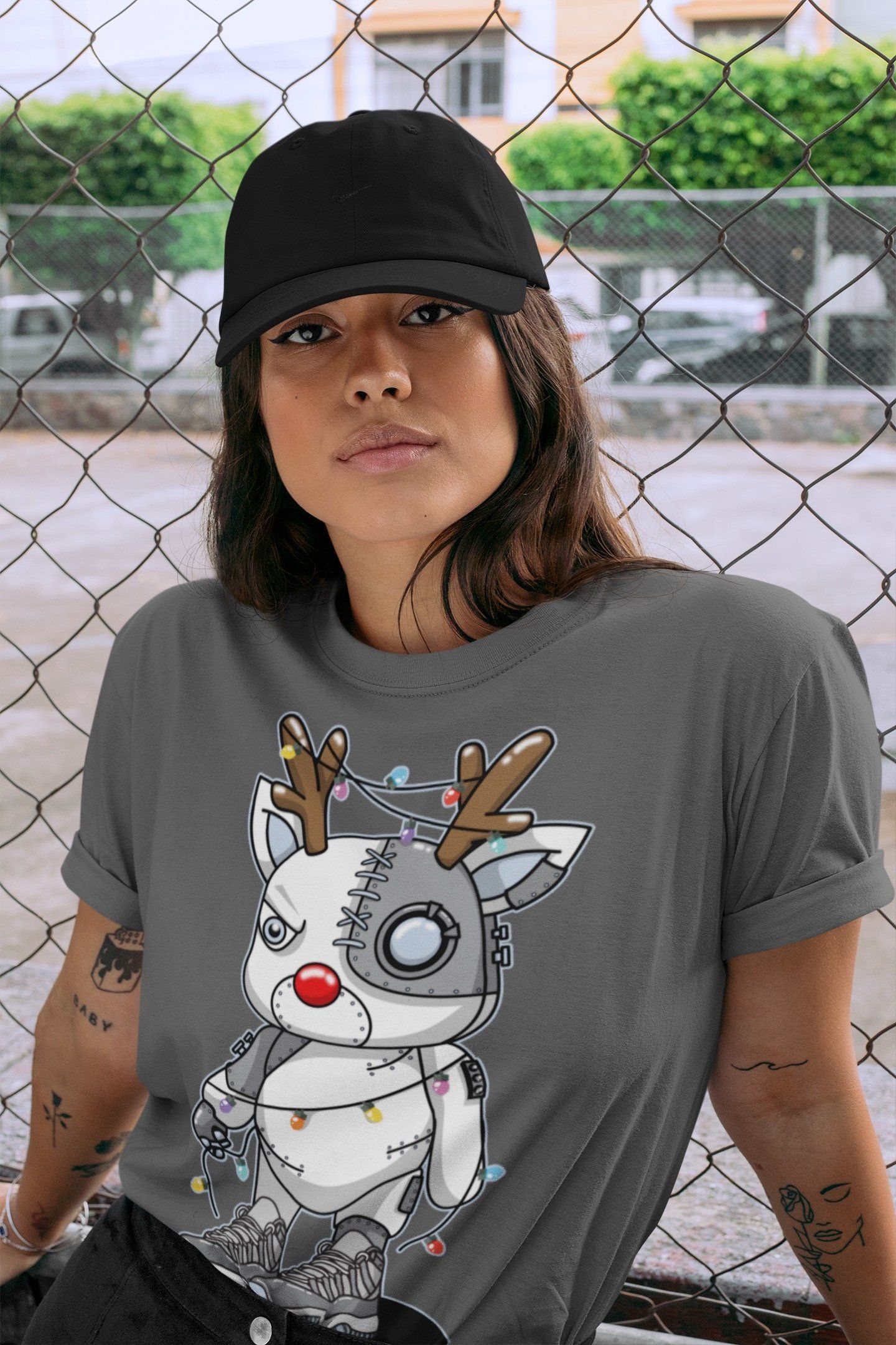Cyborg Reindeer Unisex Tops - Air Jordan 11 Cool Grey