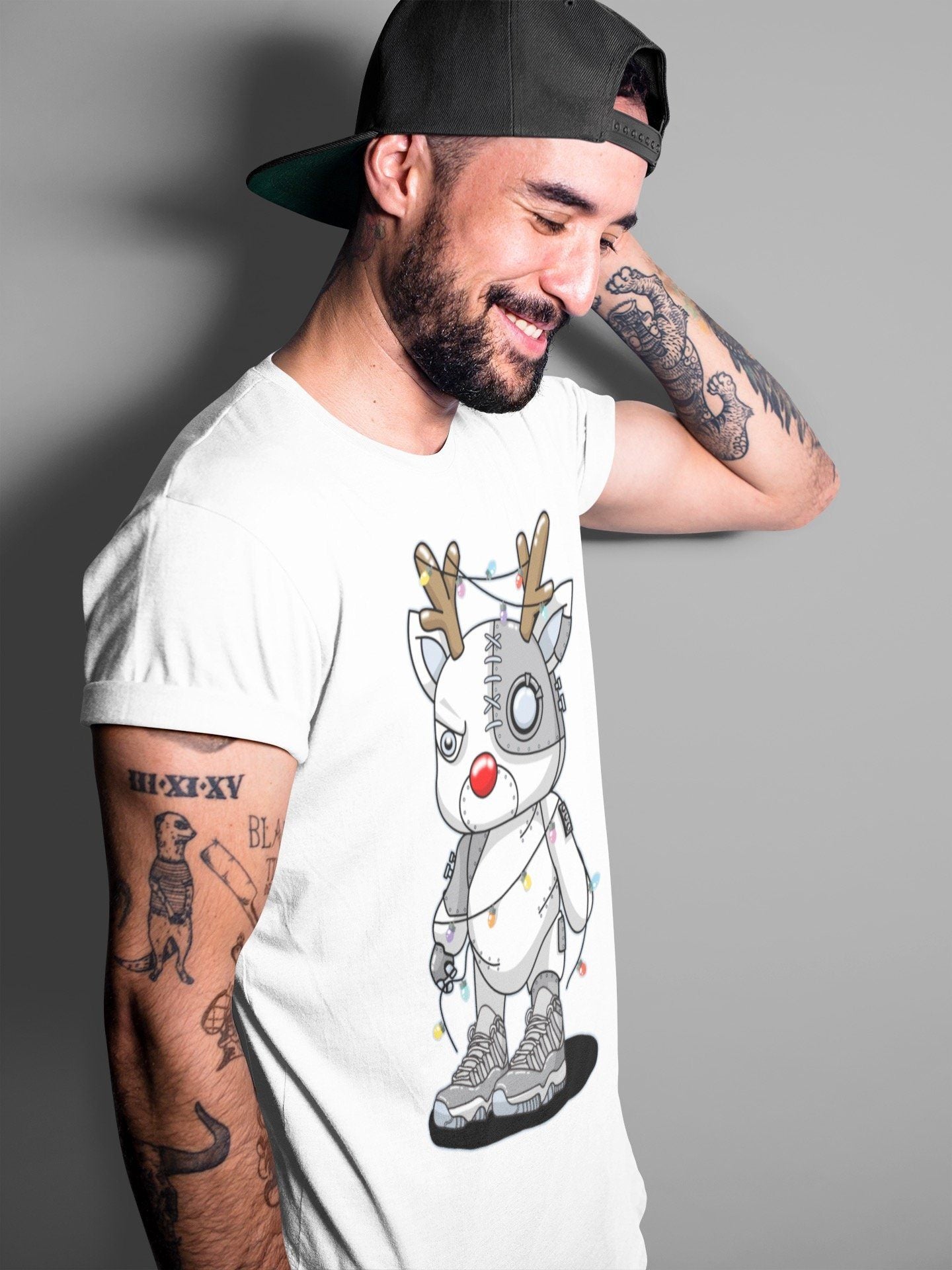 Cyborg Reindeer Unisex Tops - Air Jordan 11 Cool Grey