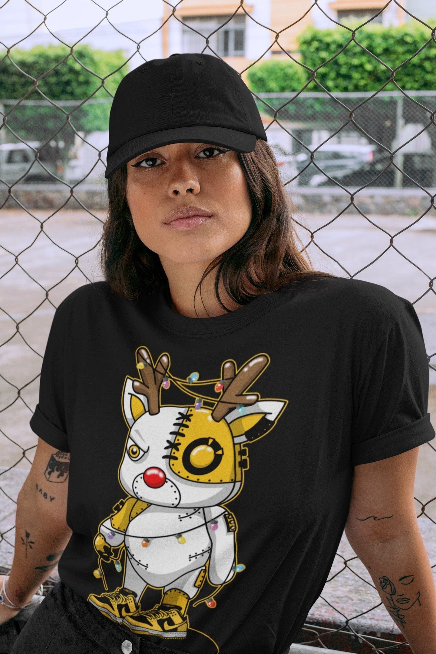 Cyborg Reindeer Unisex Tops - Dunk Championship Goldenrod