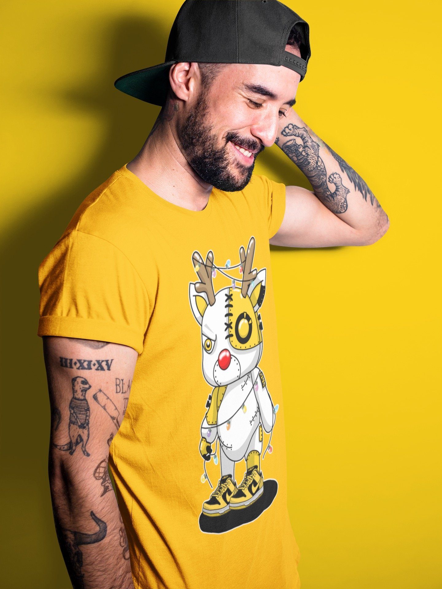 Cyborg Reindeer Unisex Tops - Dunk Championship Goldenrod