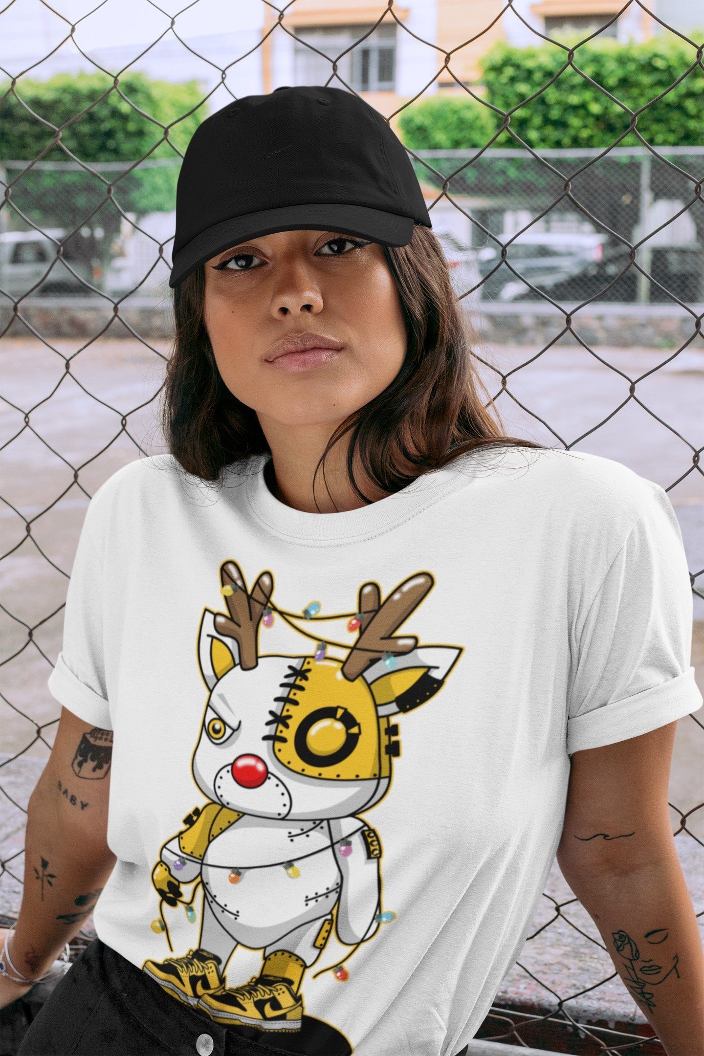 Cyborg Reindeer Unisex Tops - Dunk Championship Goldenrod
