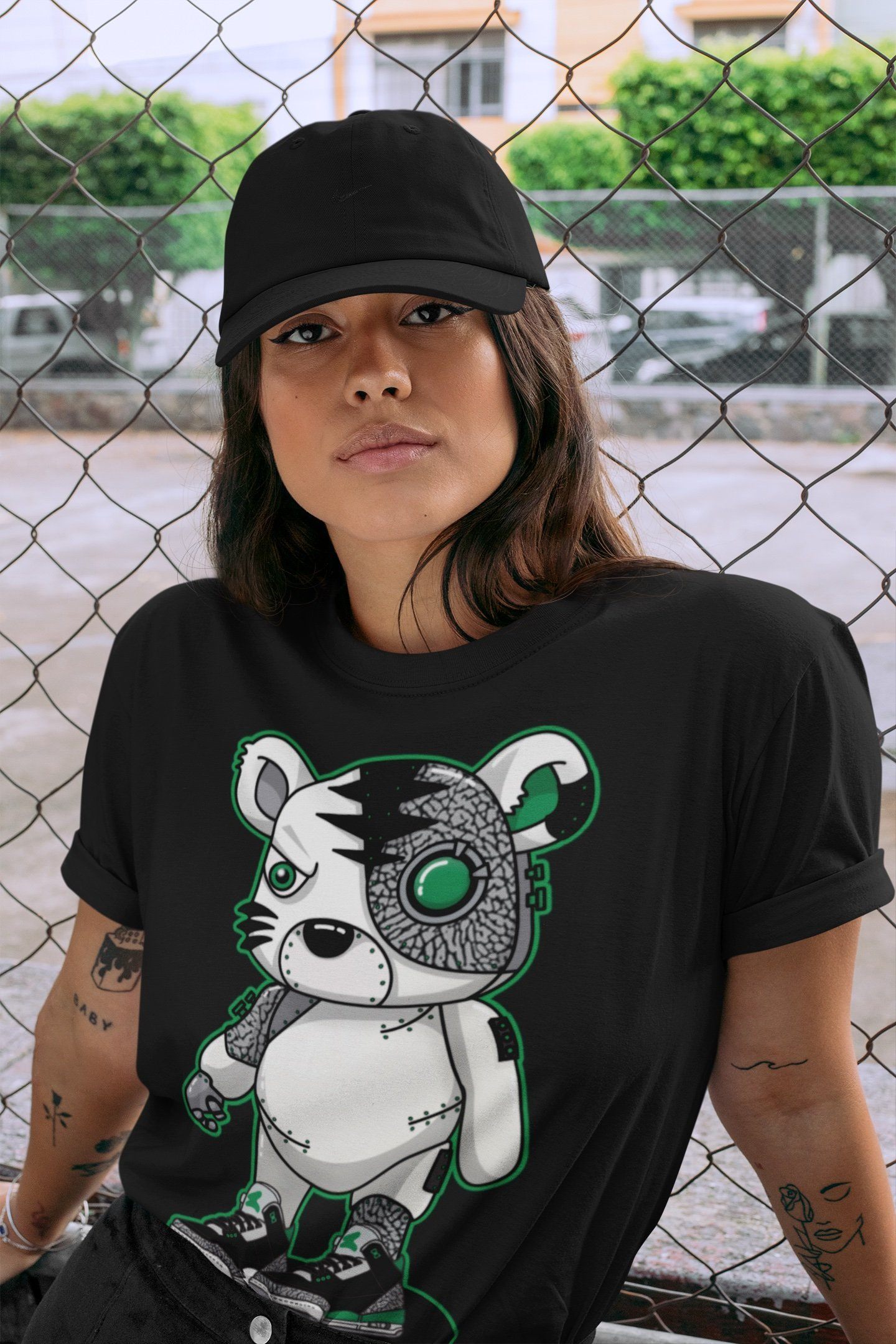 Cyborg Tiger Unisex Tops - Air Jordan 3 Pine Green