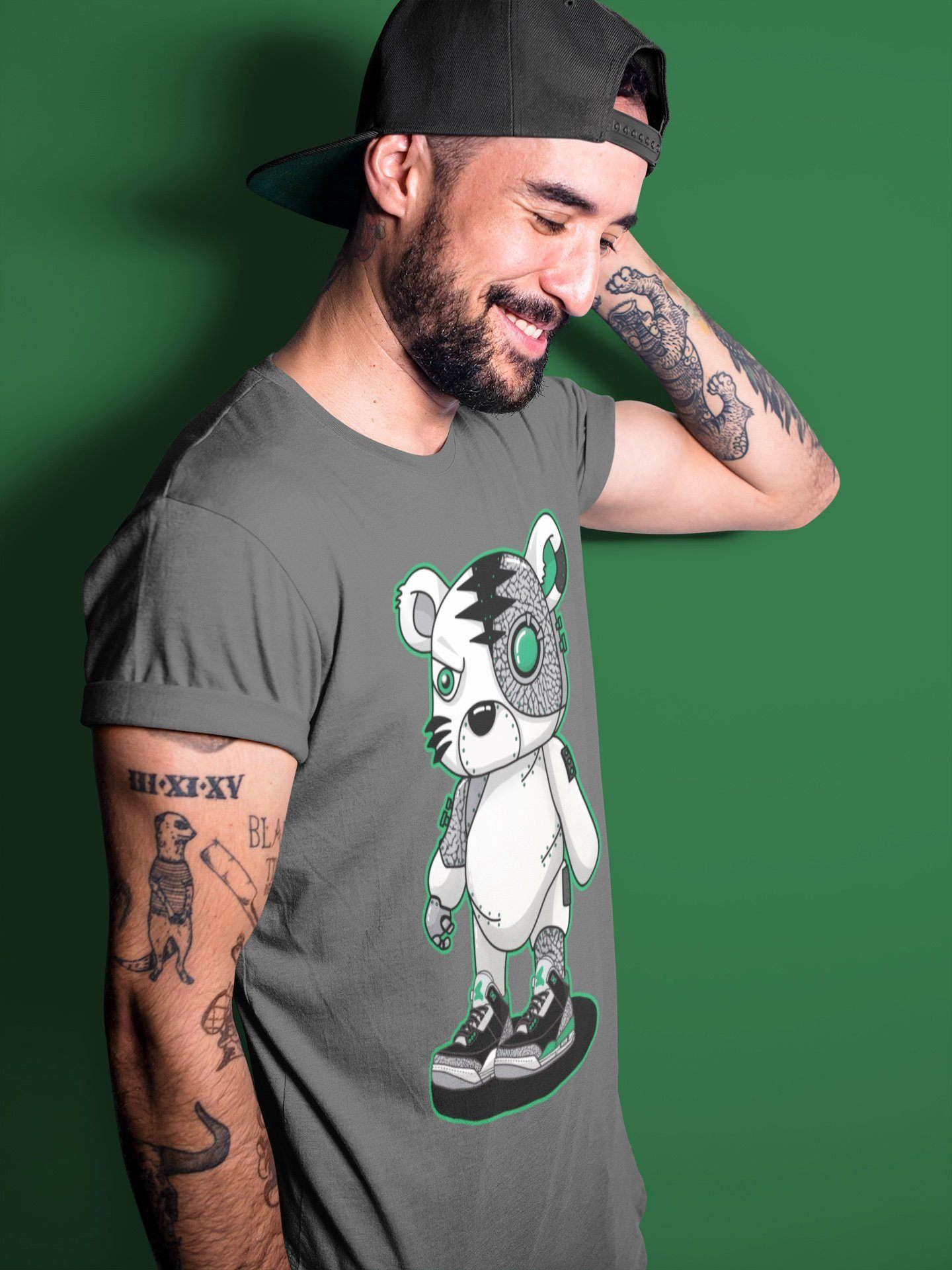 Cyborg Tiger Unisex Tops - Air Jordan 3 Pine Green