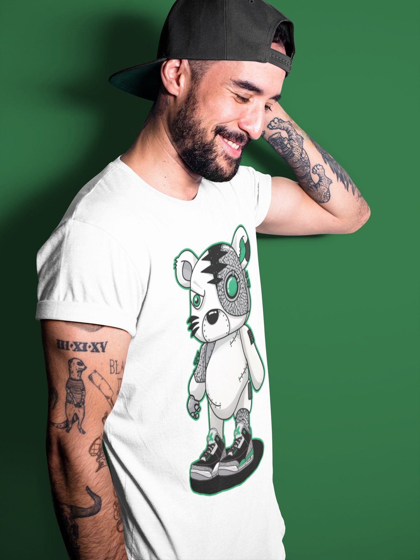 Cyborg Tiger Unisex Tops - Air Jordan 3 Pine Green