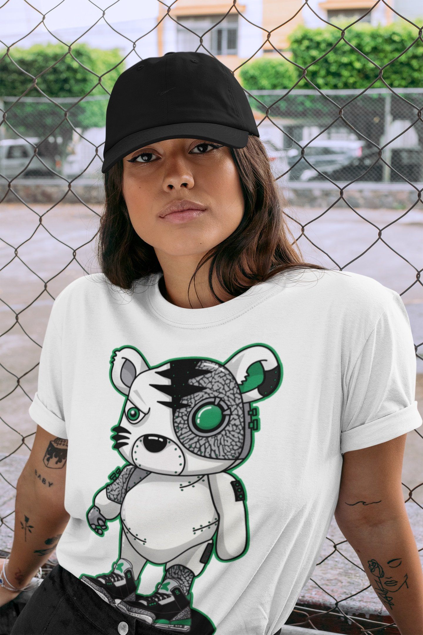 Cyborg Tiger Unisex Tops - Air Jordan 3 Pine Green