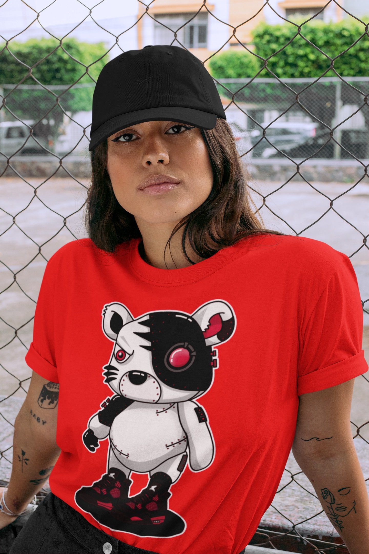 Cyborg Tiger Unisex Tops - Air Jordan 4 Red Thunder