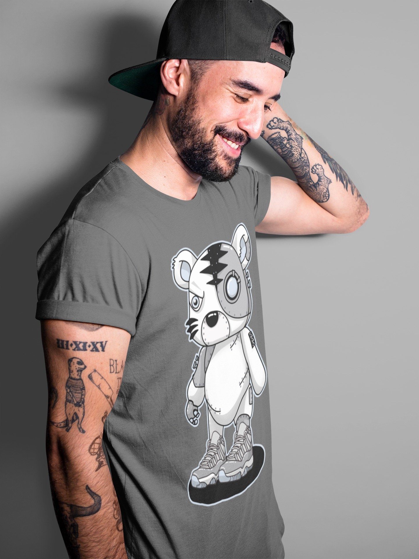 Cyborg Tiger Unisex Tops - Air Jordan 11 Cool Grey