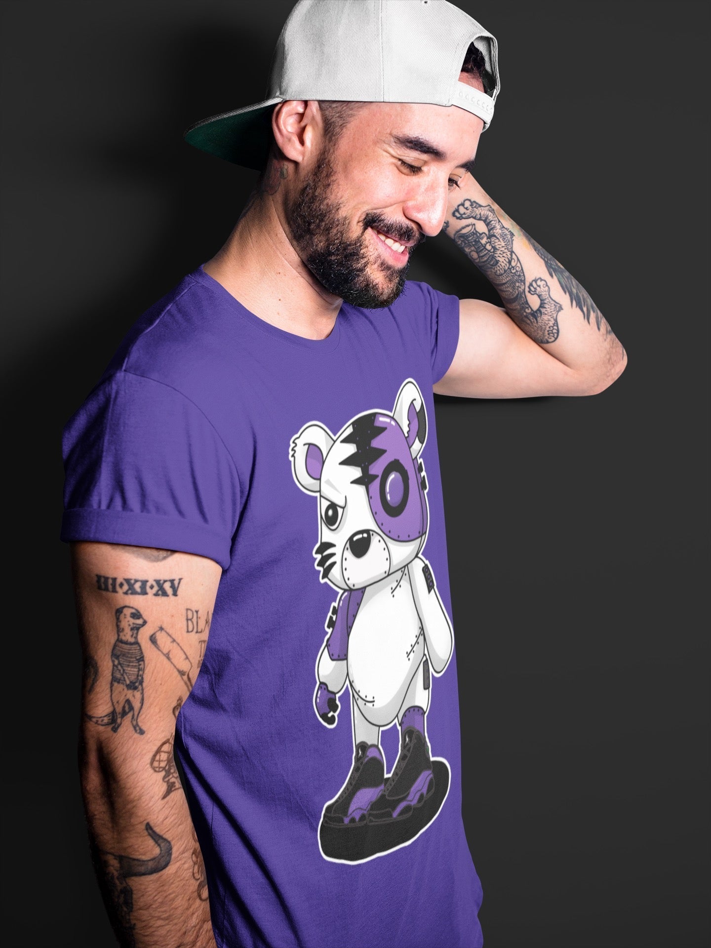 Cyborg Tiger Unisex Tops - Air Jordan 13 Court Purple