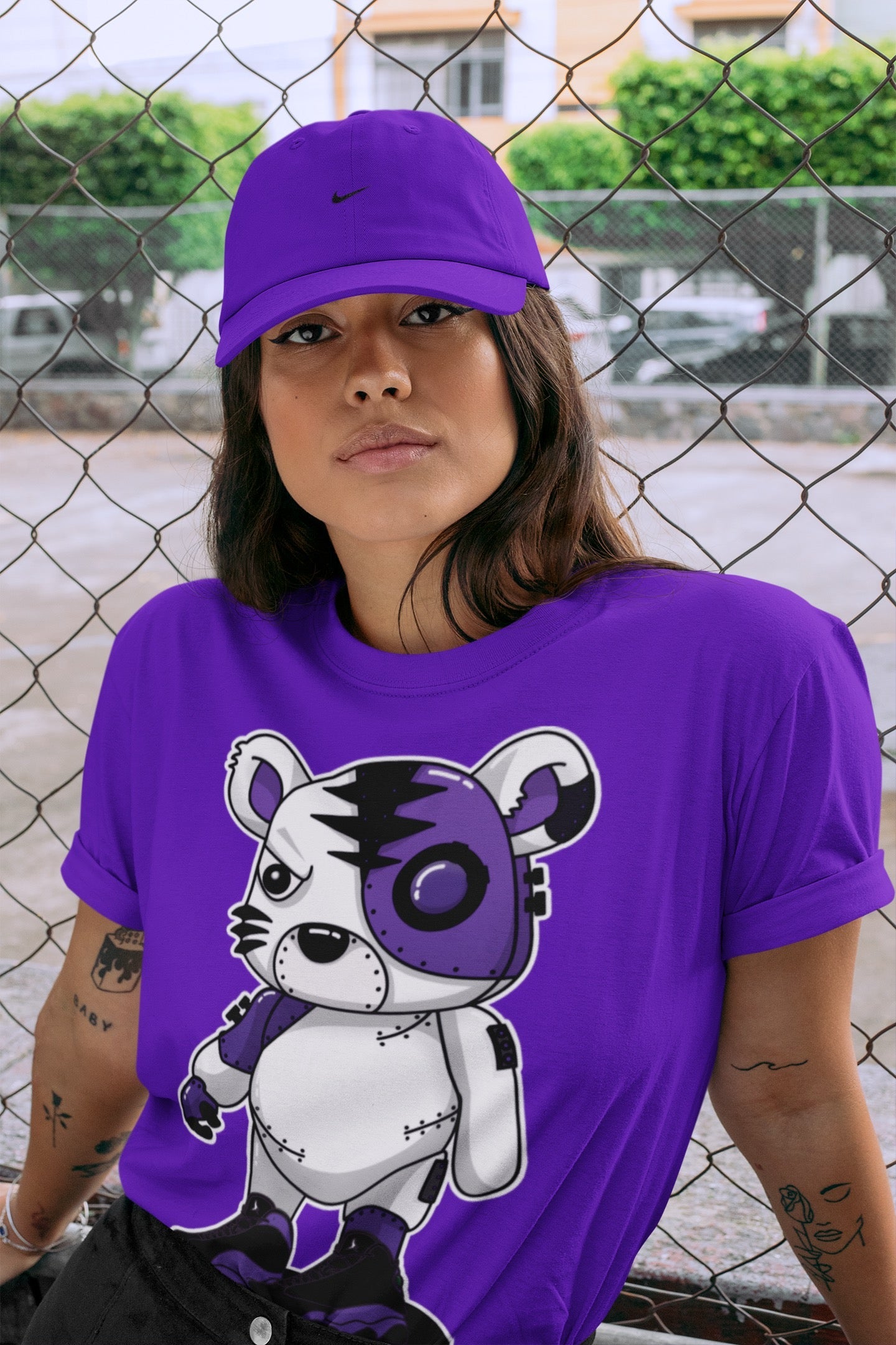 Cyborg Tiger Unisex Tops - Air Jordan 13 Court Purple