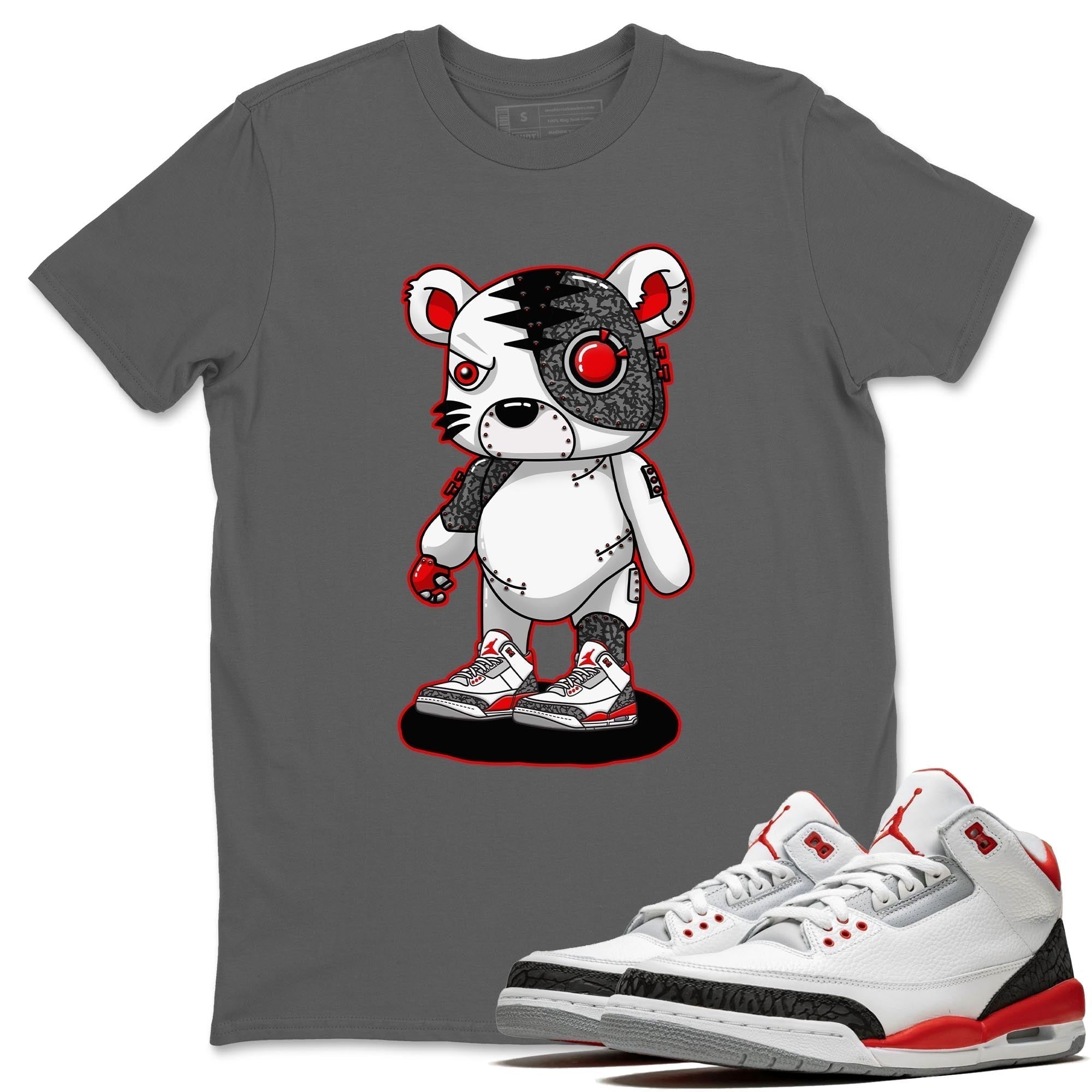 Cyborg Tiger Unisex Tops - Air Jordan 3 Fire Red