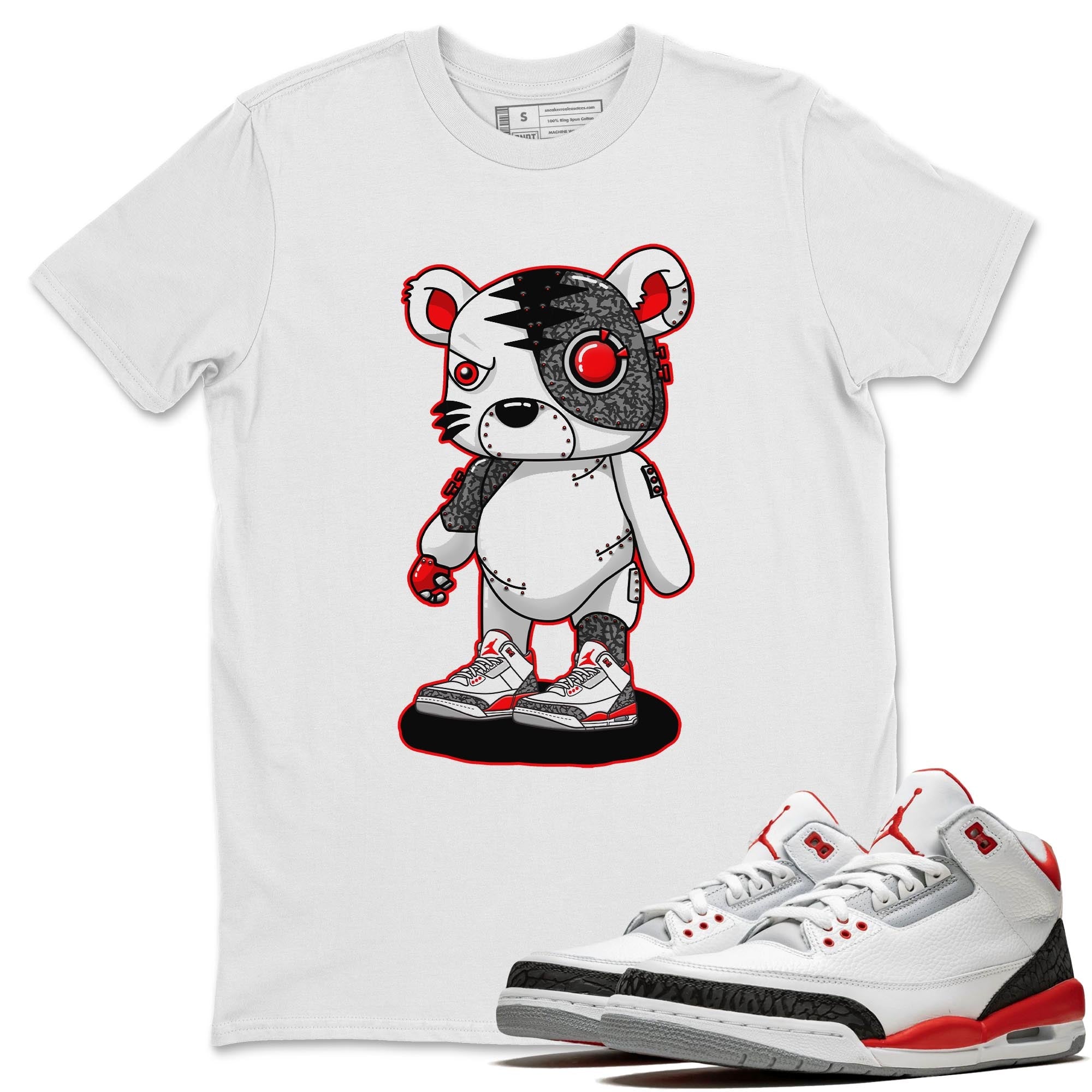 Cyborg Tiger Unisex Tops - Air Jordan 3 Fire Red