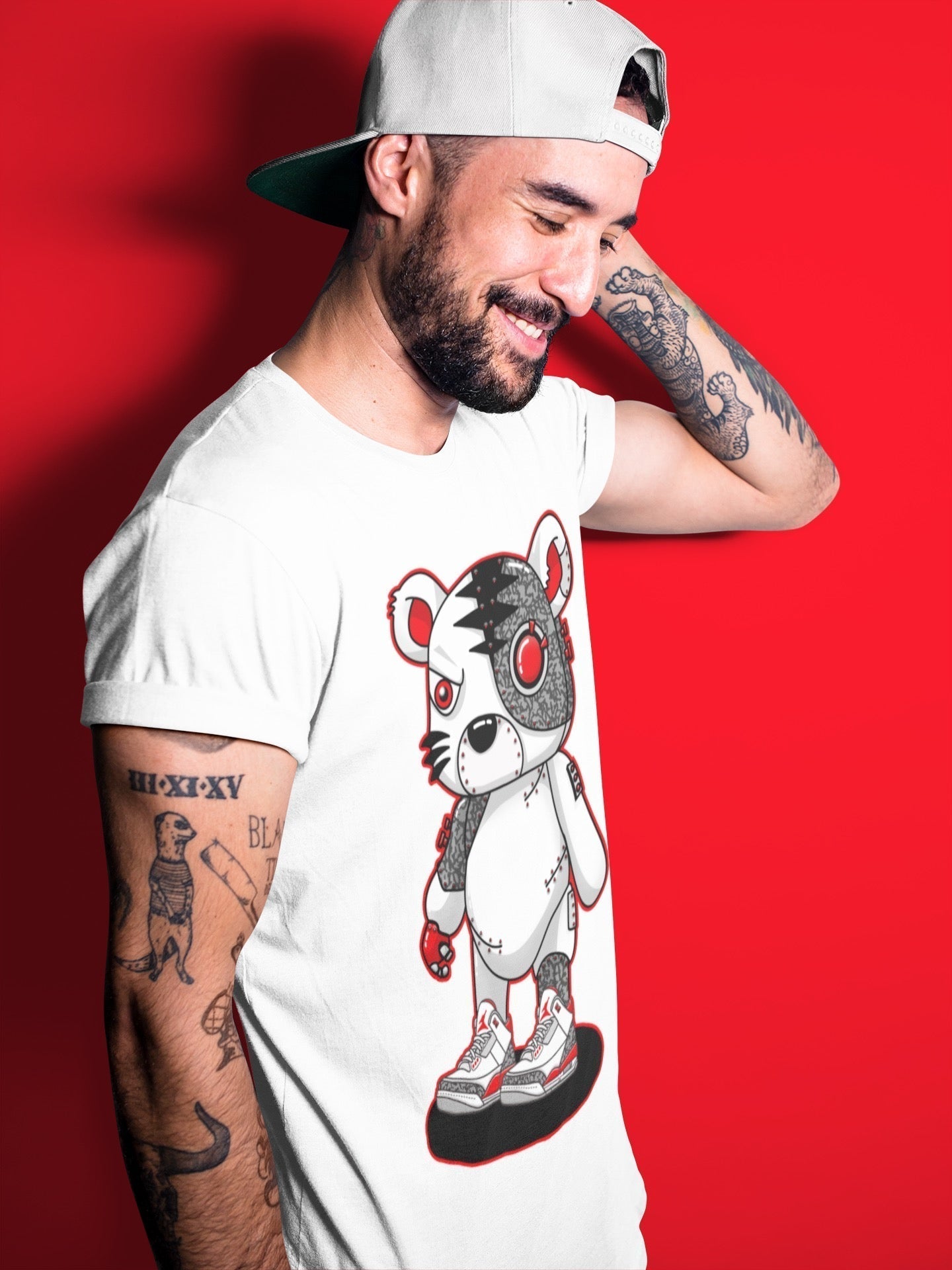Cyborg Tiger Unisex Tops - Air Jordan 3 Fire Red