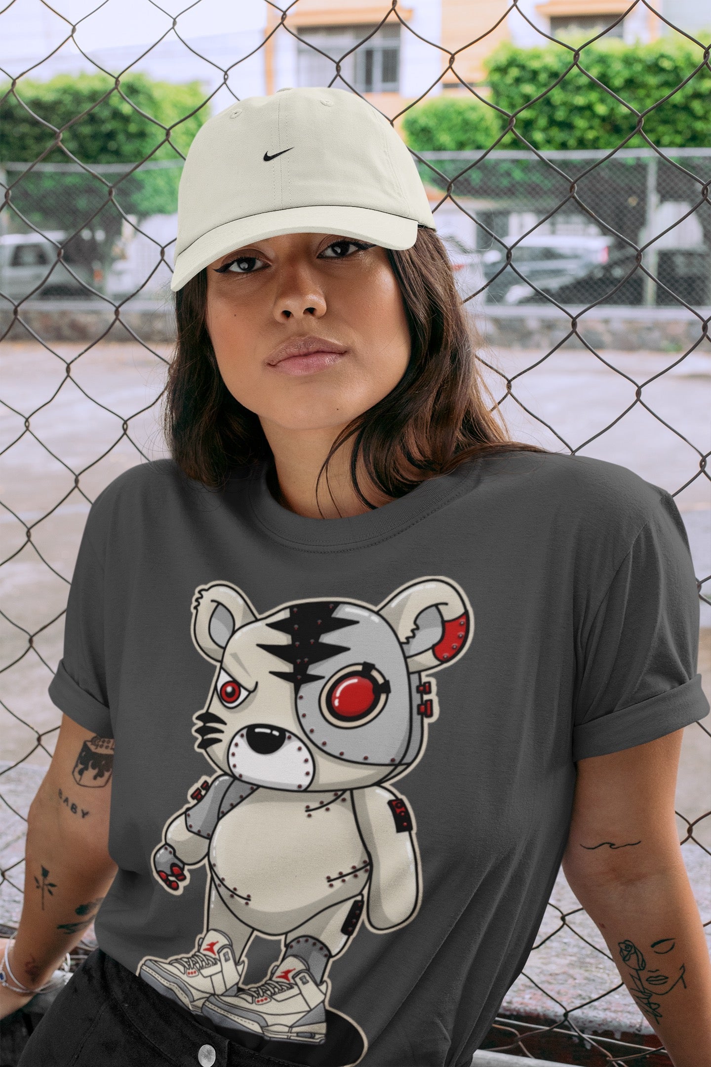 Cyborg Tiger Unisex Tops - Air Jordan 3 Muslin
