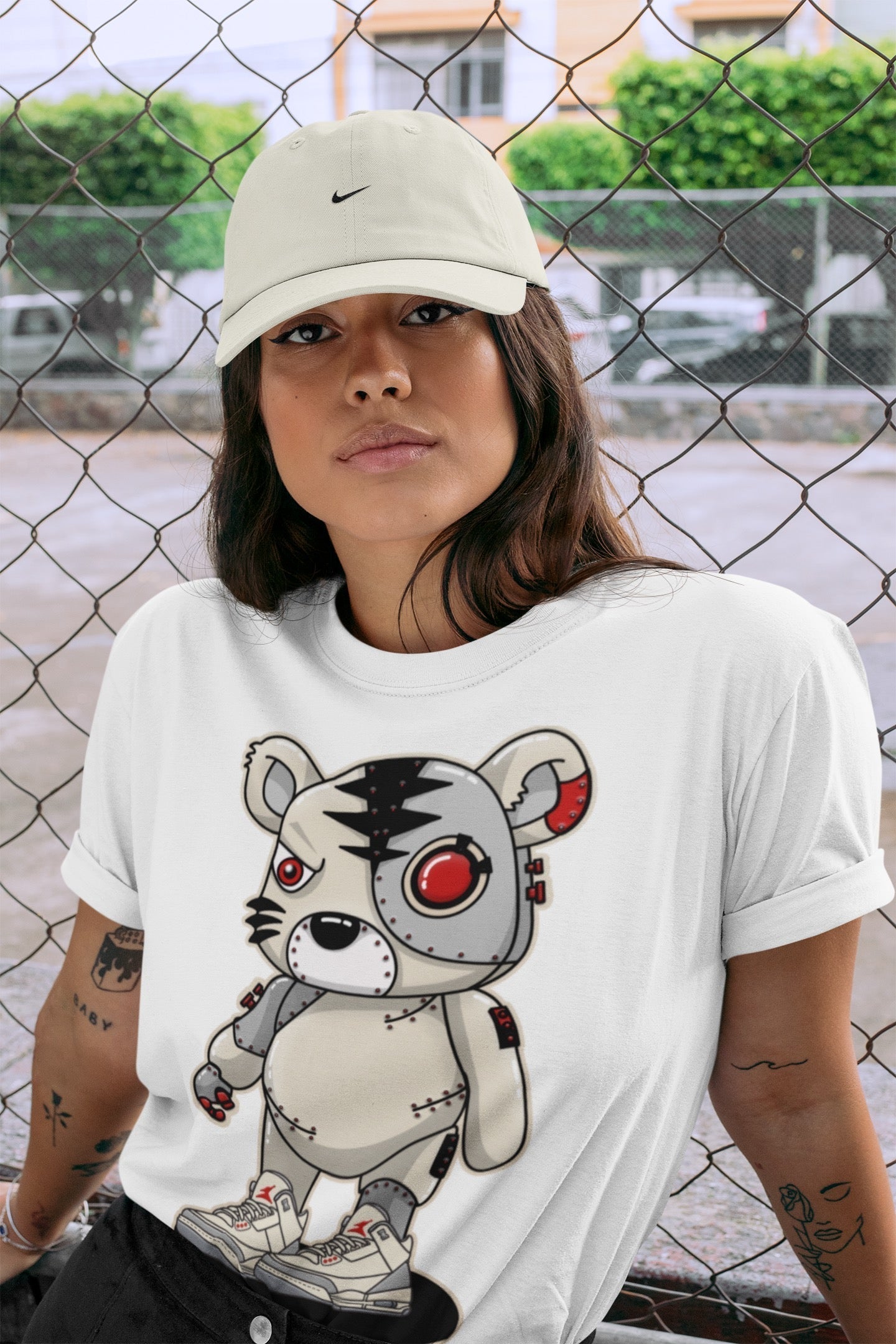 Cyborg Tiger Unisex Tops - Air Jordan 3 Muslin