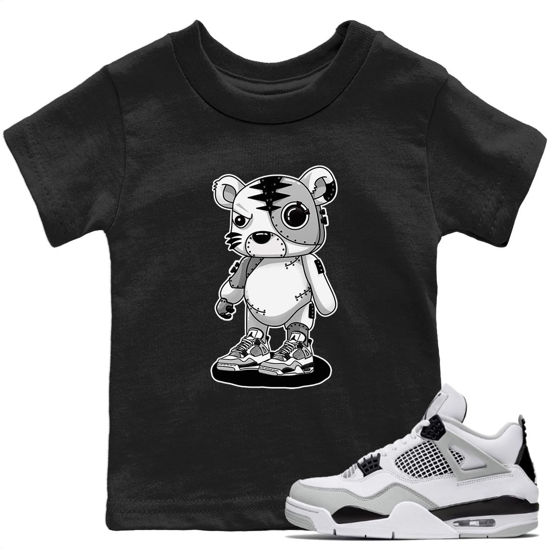 Cyborg Tiger Kids Tops - Air Jordan 4 Military Black