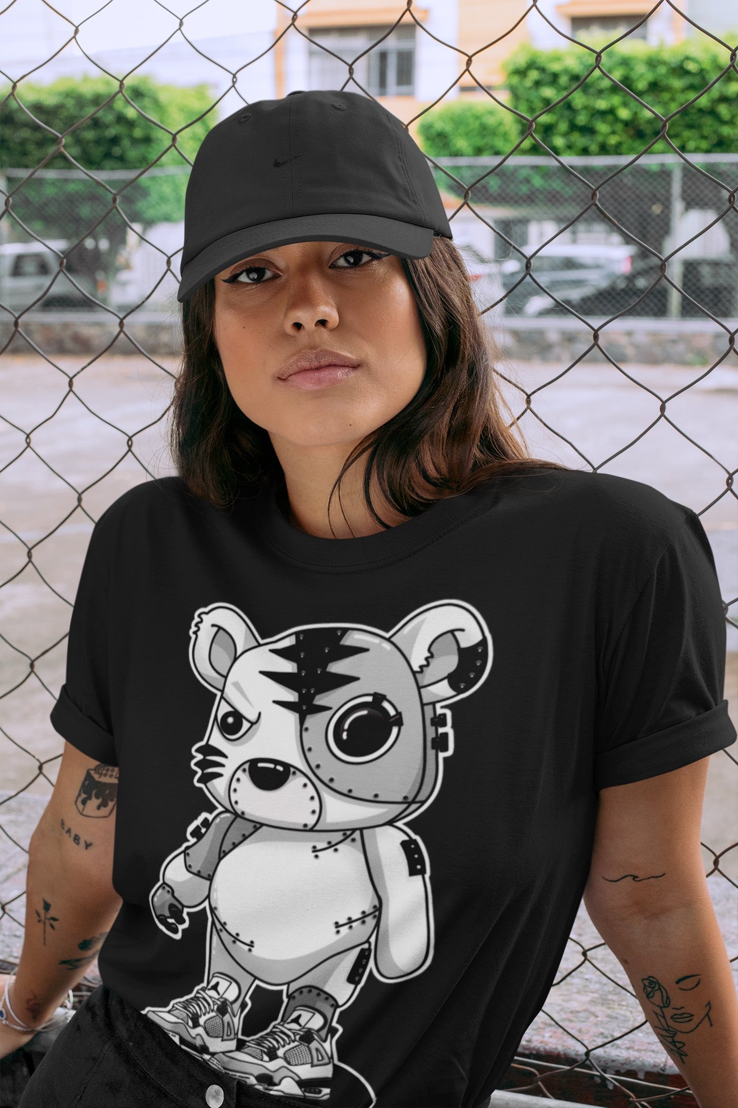 Cyborg Tiger Unisex Tops - Air Jordan 4 Military Black