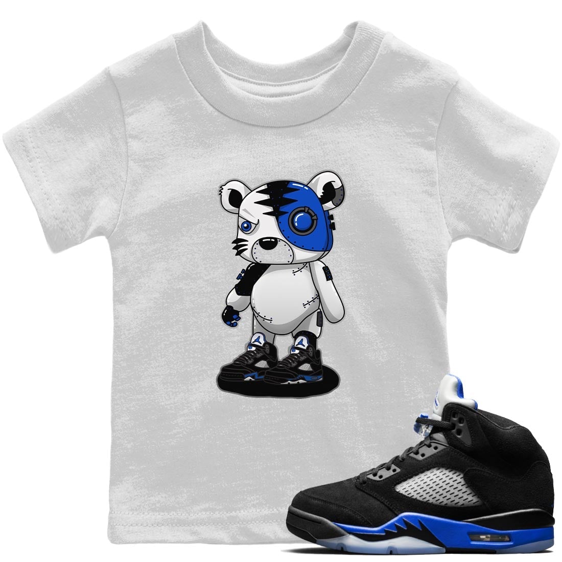 Cyborg Tiger Kids Tops - Air Jordan 5 Racer Blue