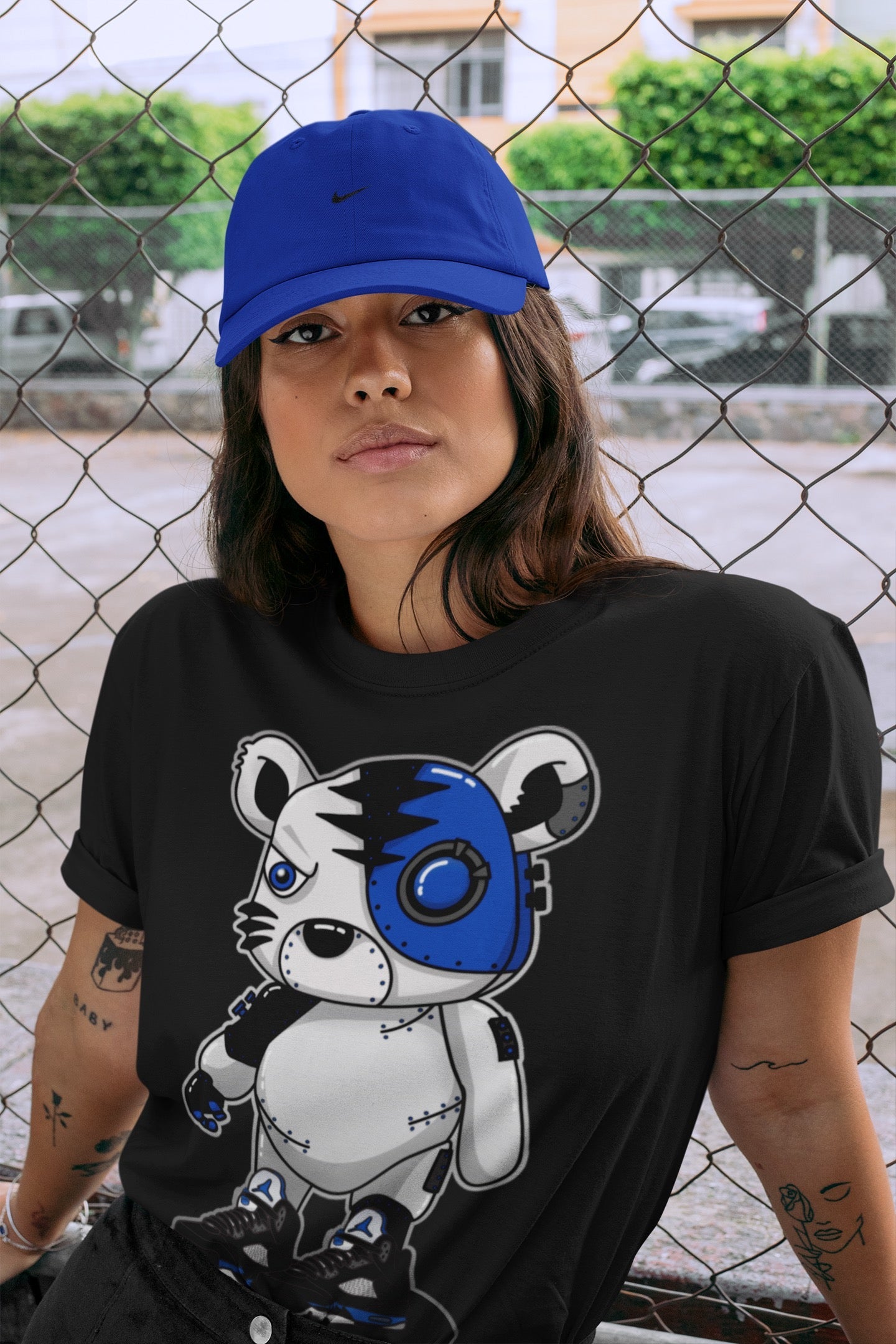 Cyborg Tiger Unisex Tops - Air Jordan 5 Racer Blue