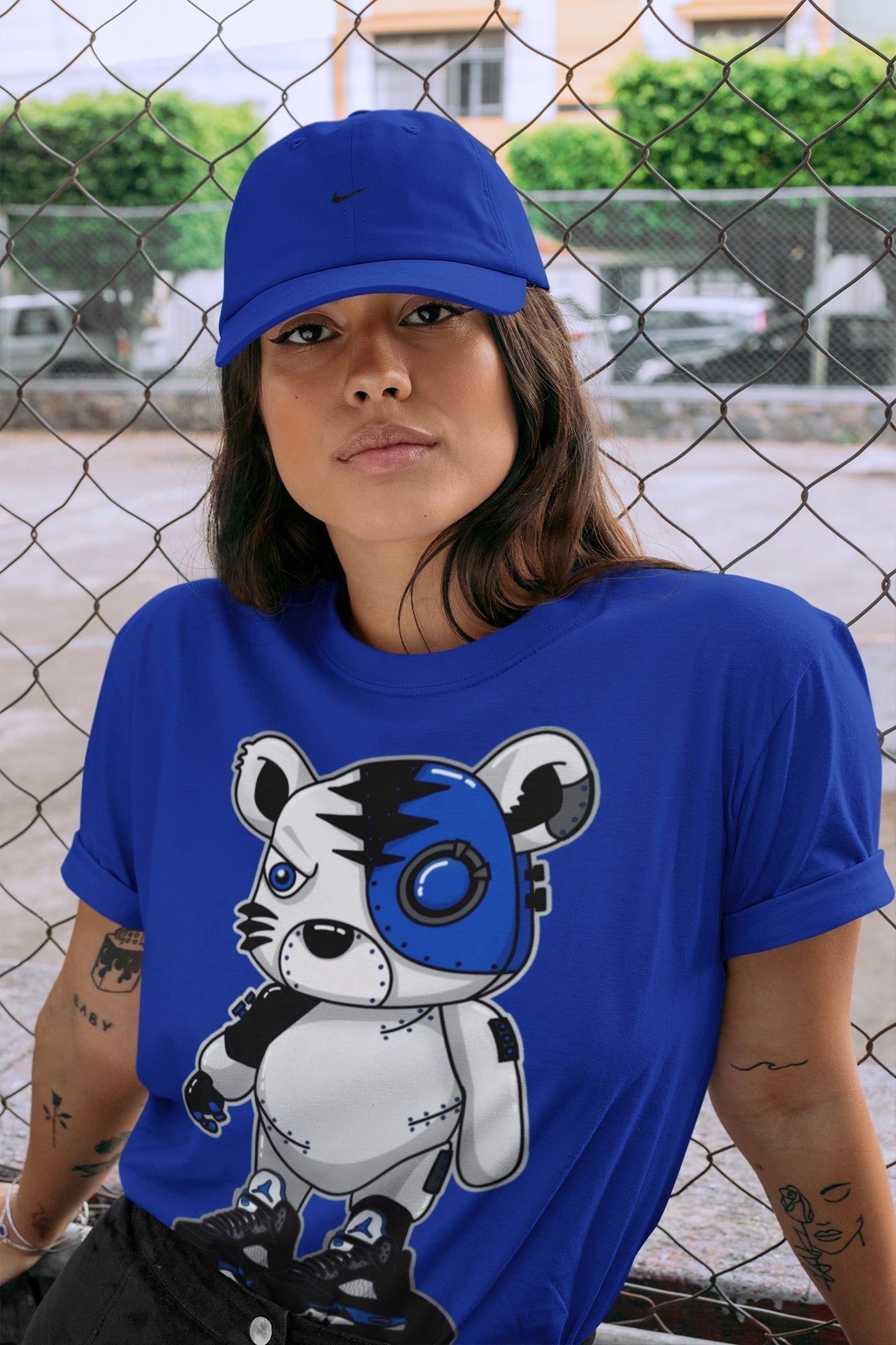 Cyborg Tiger Unisex Tops - Air Jordan 5 Racer Blue