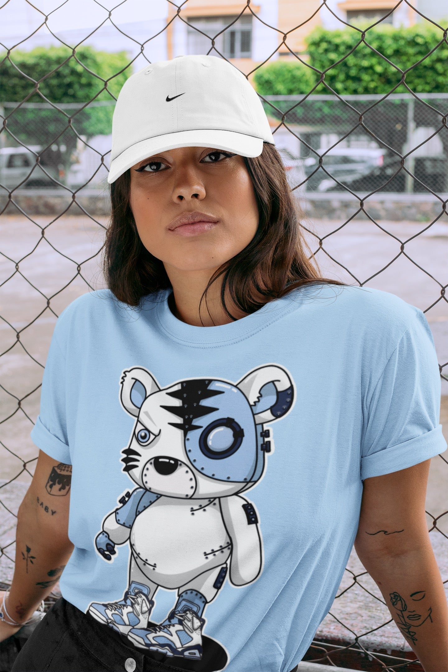 Cyborg Tiger Unisex Tops - Air Jordan 6 UNC