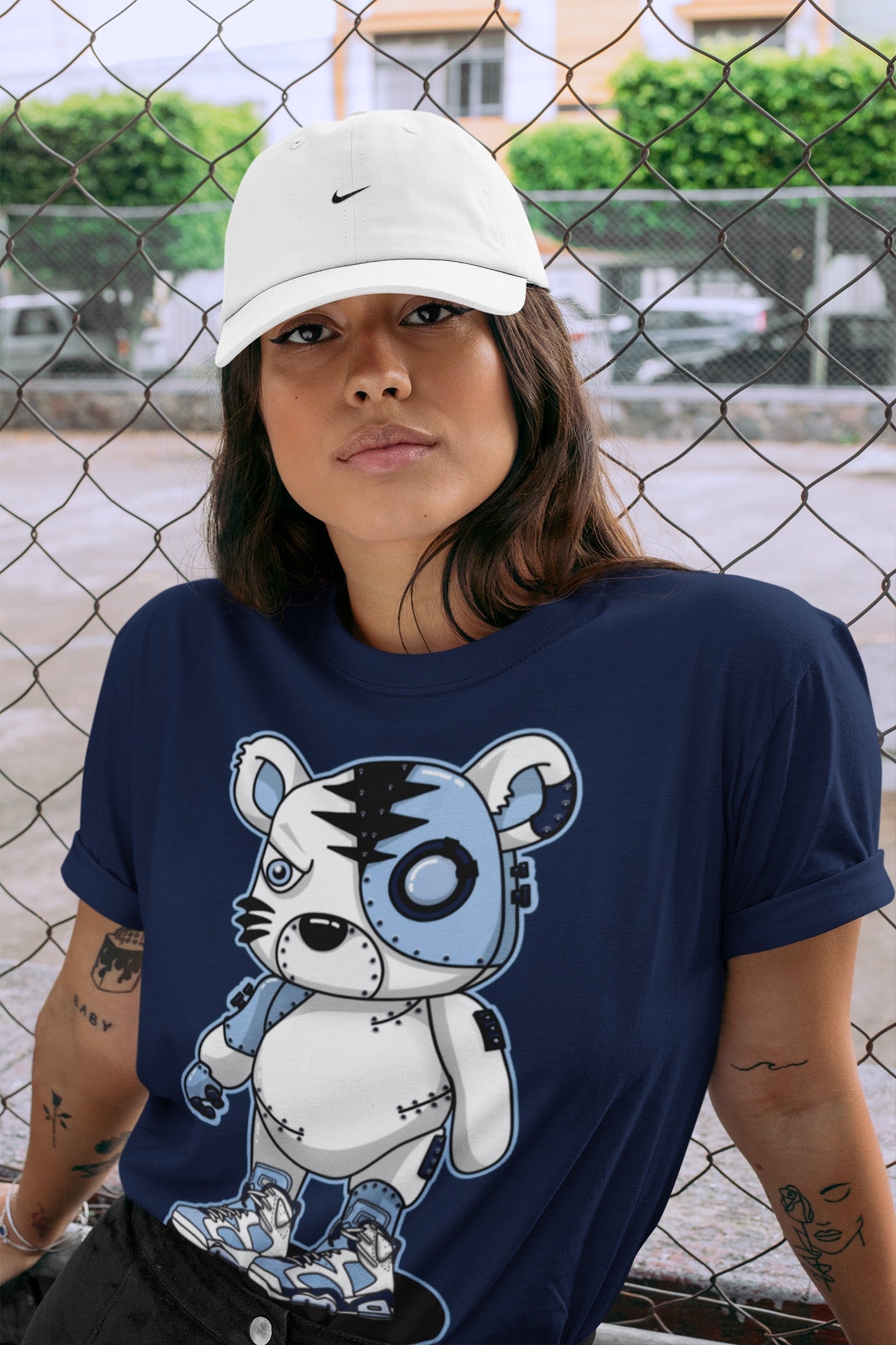 Cyborg Tiger Unisex Tops - Air Jordan 6 UNC