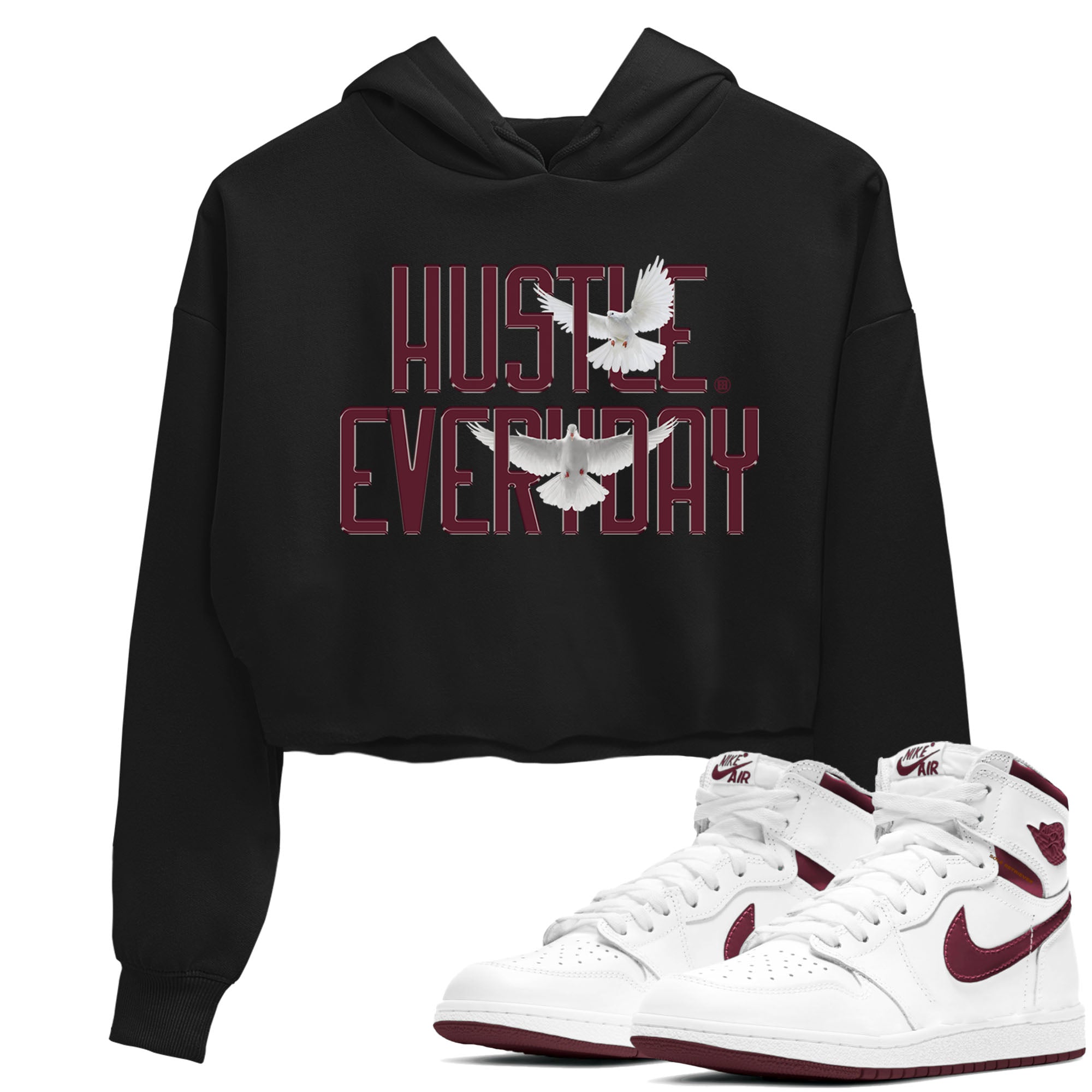 Daily Hustle snkmatch Women's Top - Air Jordan 1 Metallic Burgundy