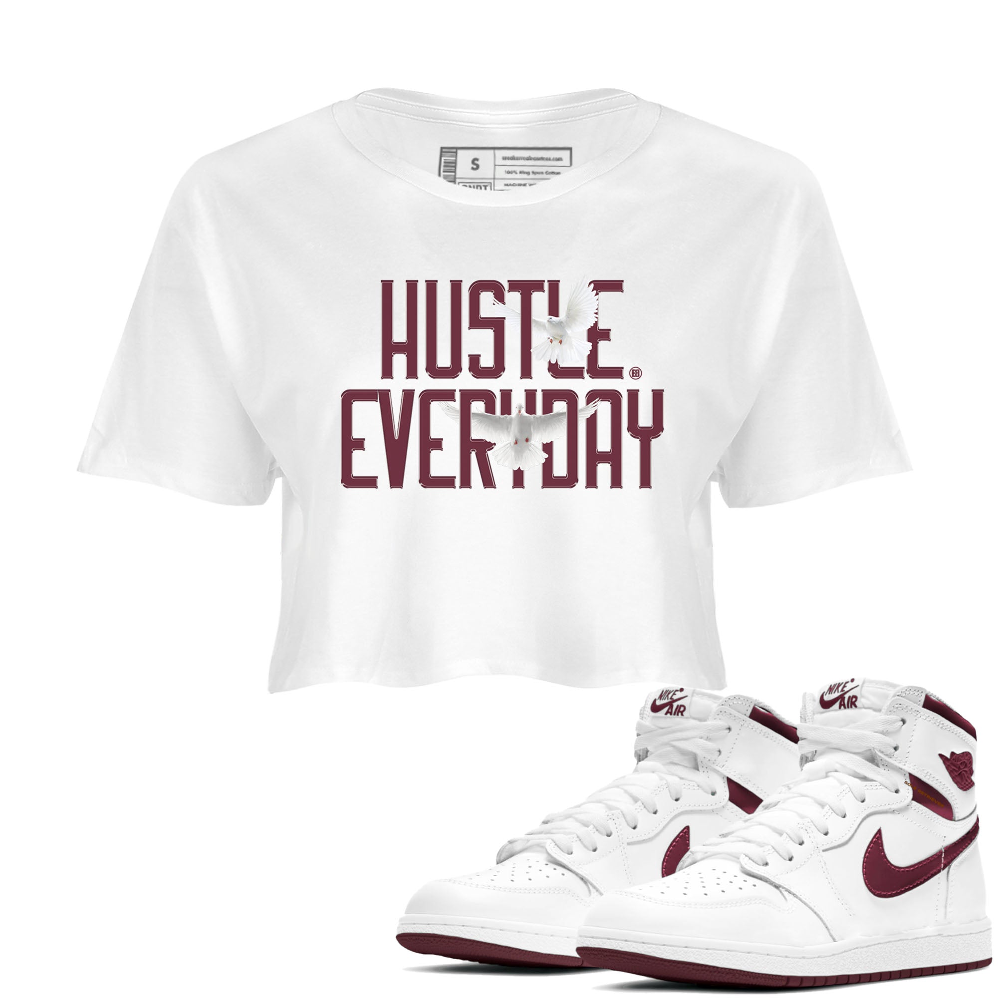 Daily Hustle snkmatch Women's Top - Air Jordan 1 Metallic Burgundy