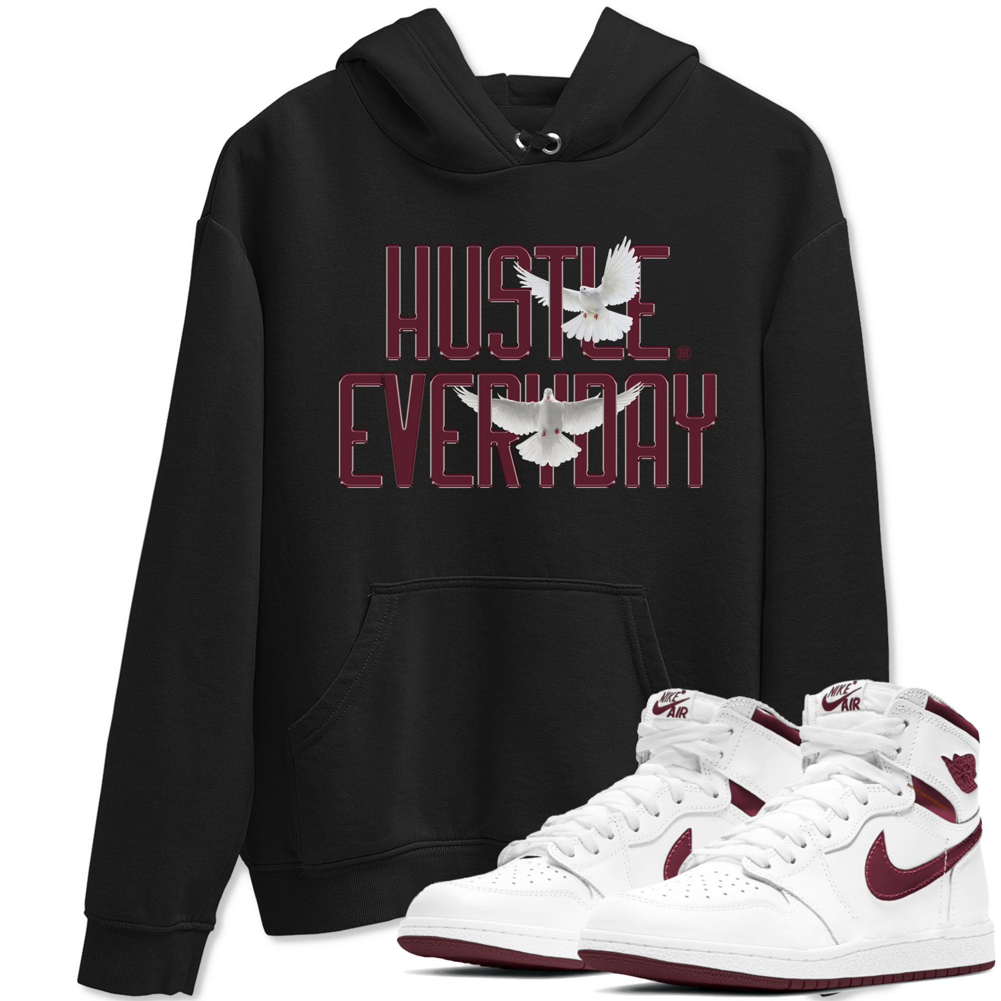 Daily Hustle snkmatch Tees - Air Jordan 1 Metallic Burgundy