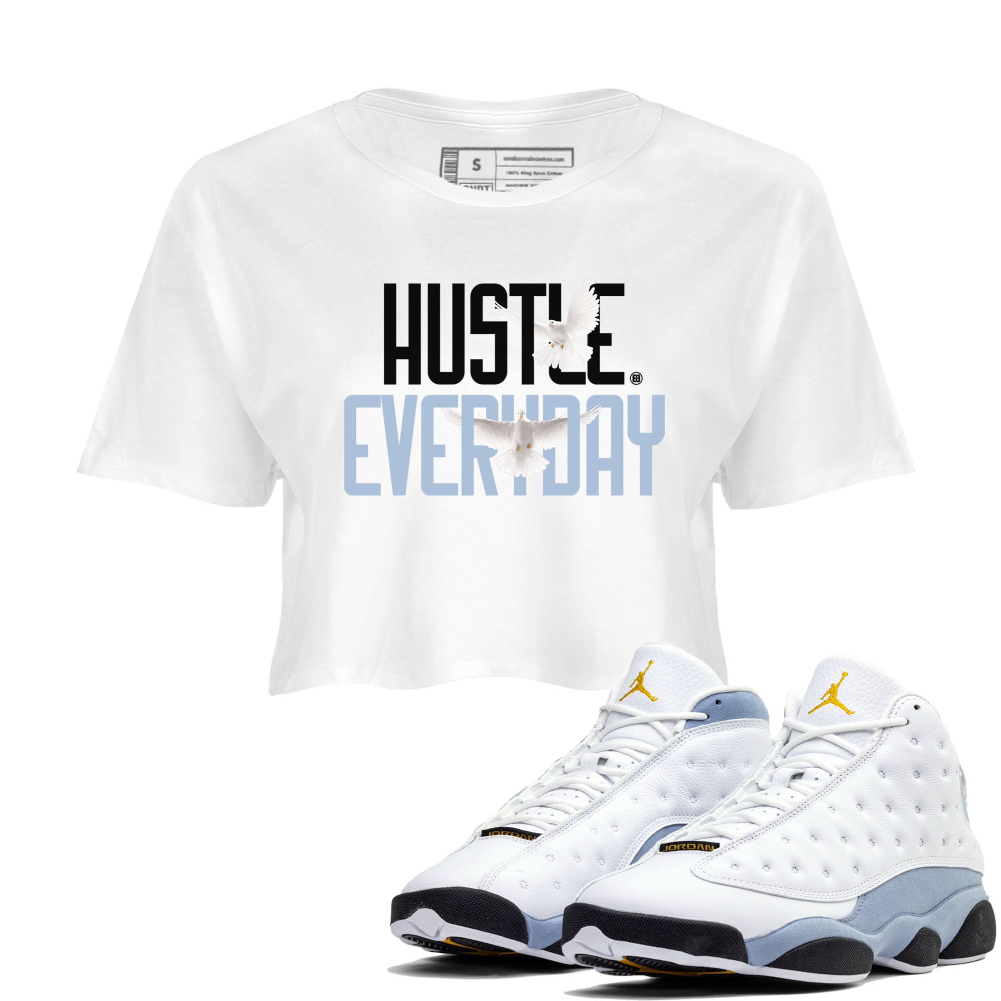 Daily Hustle snkmatch Women's Top - Air Jordan 13 Blue Grey