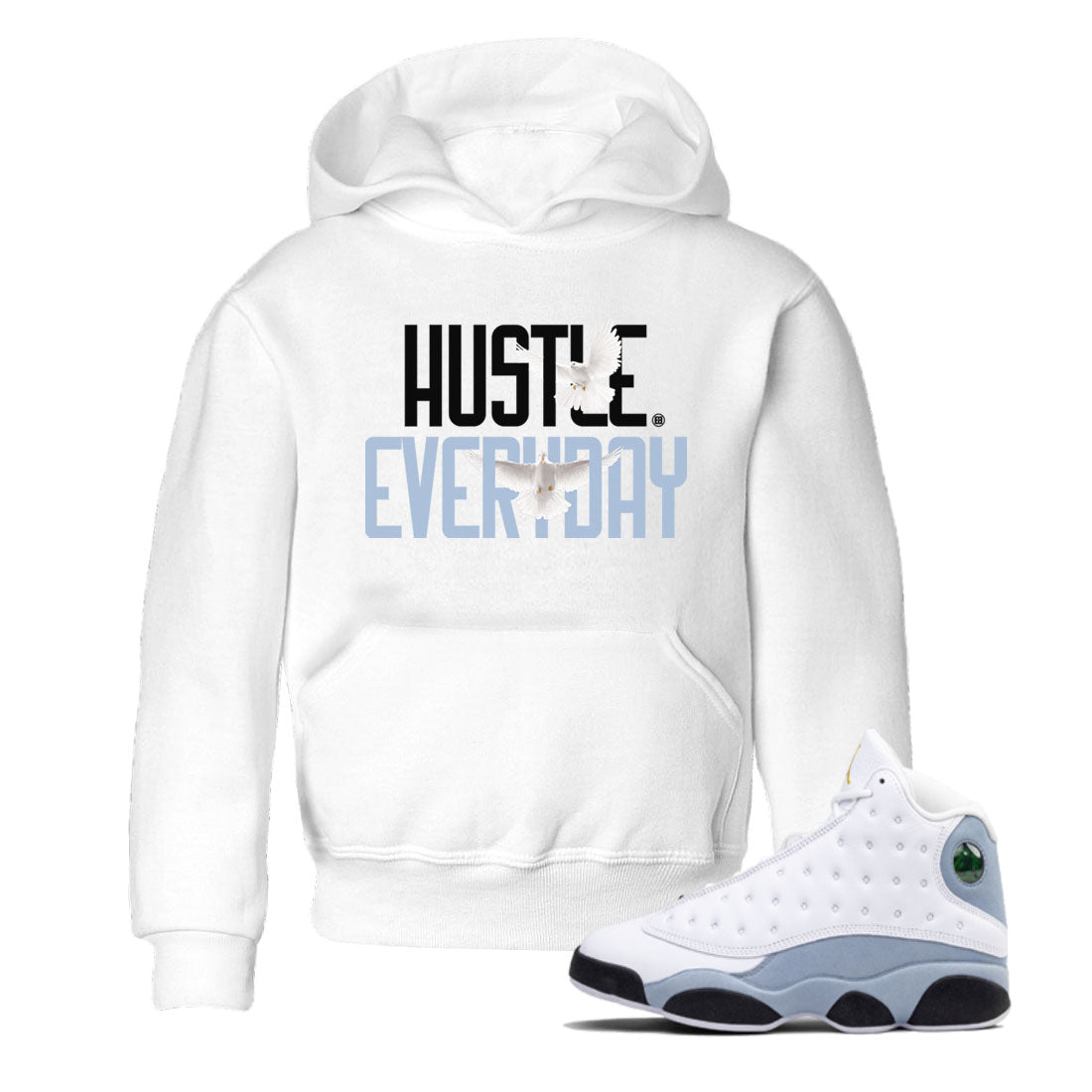 Daily Hustle snkmatch Tees Kids - Air Jordan 13 Blue Grey