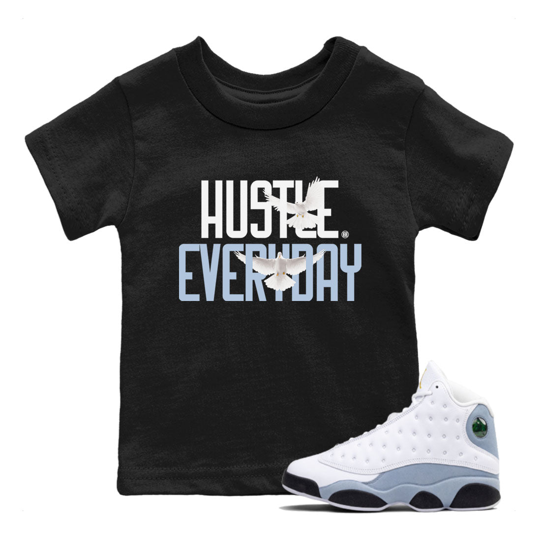 Daily Hustle snkmatch Tees Kids - Air Jordan 13 Blue Grey
