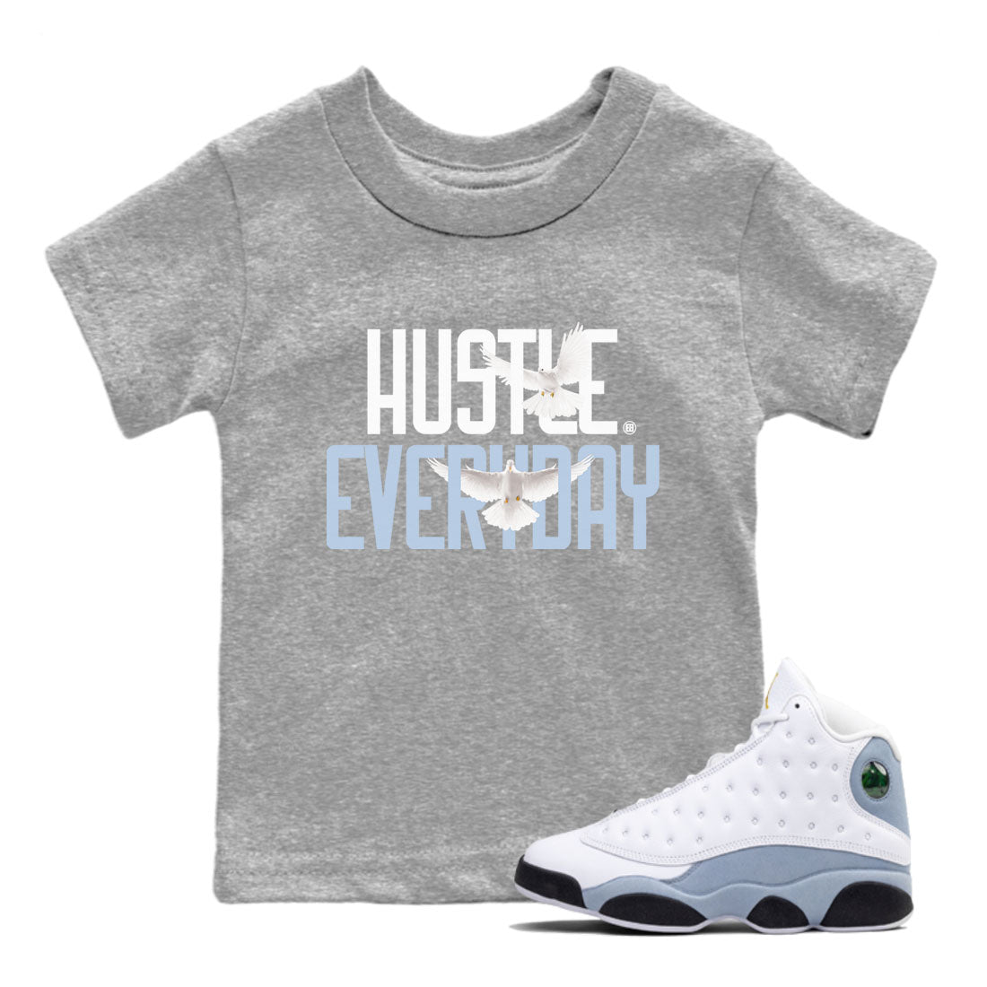 Daily Hustle snkmatch Tees Kids - Air Jordan 13 Blue Grey