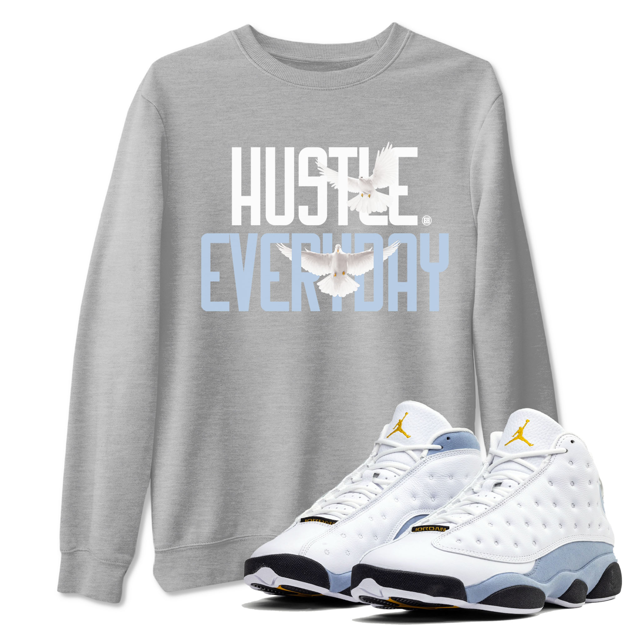 Daily Hustle snkmatch Tees - Air Jordan 13 Blue Grey