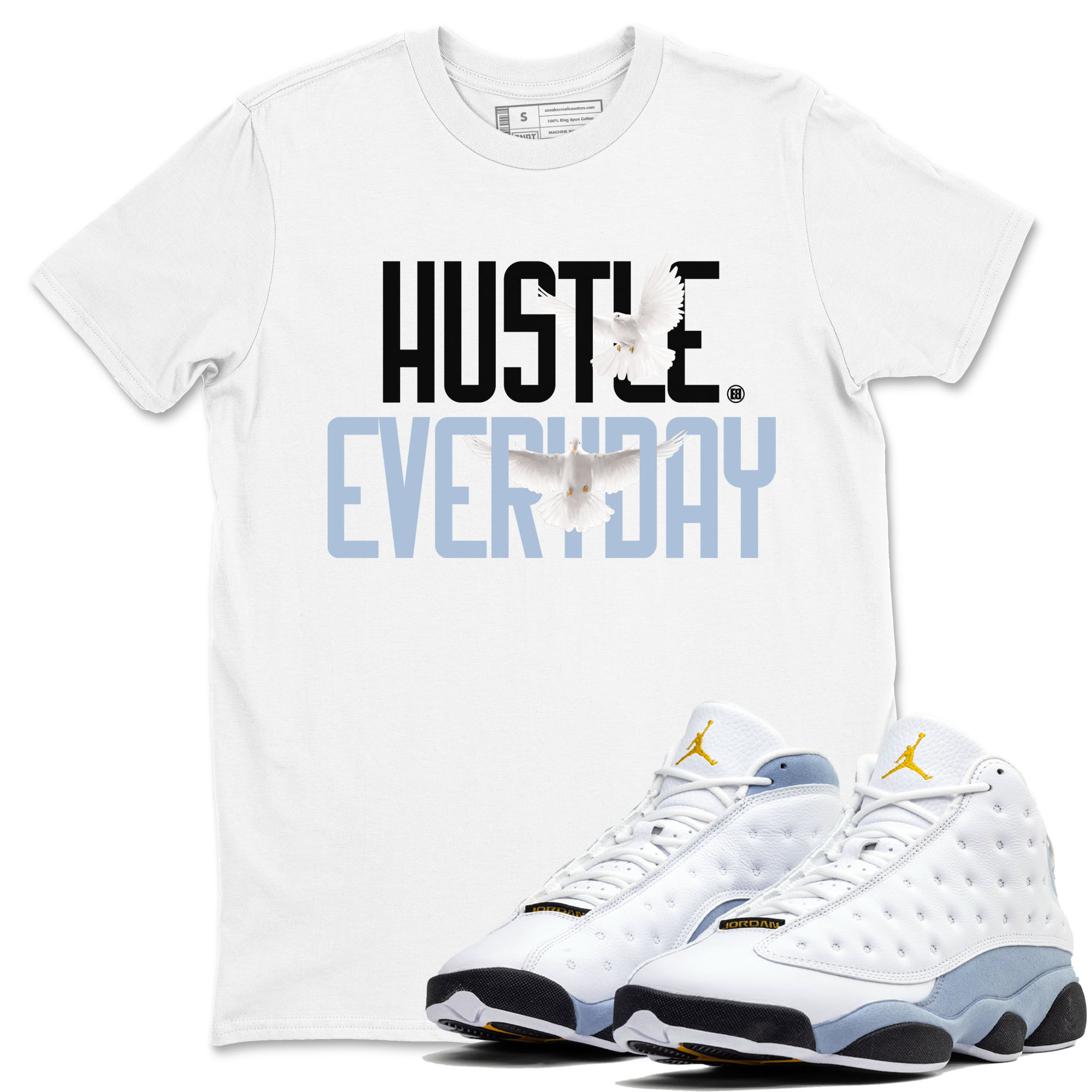 Daily Hustle snkmatch Tees - Air Jordan 13 Blue Grey