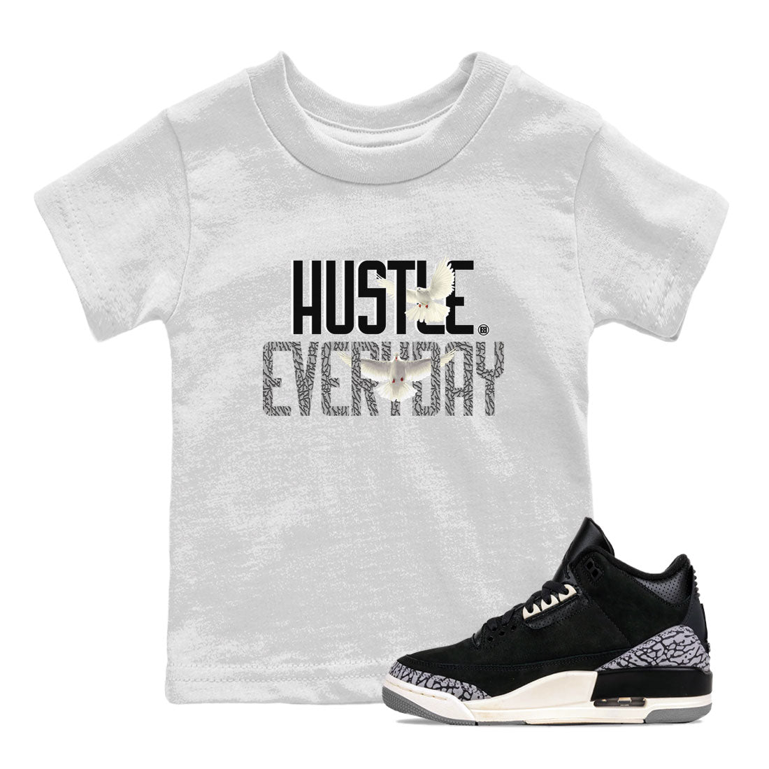 Daily Hustle snkmatch Tee Kids - Air Jordan 3 Off Noir