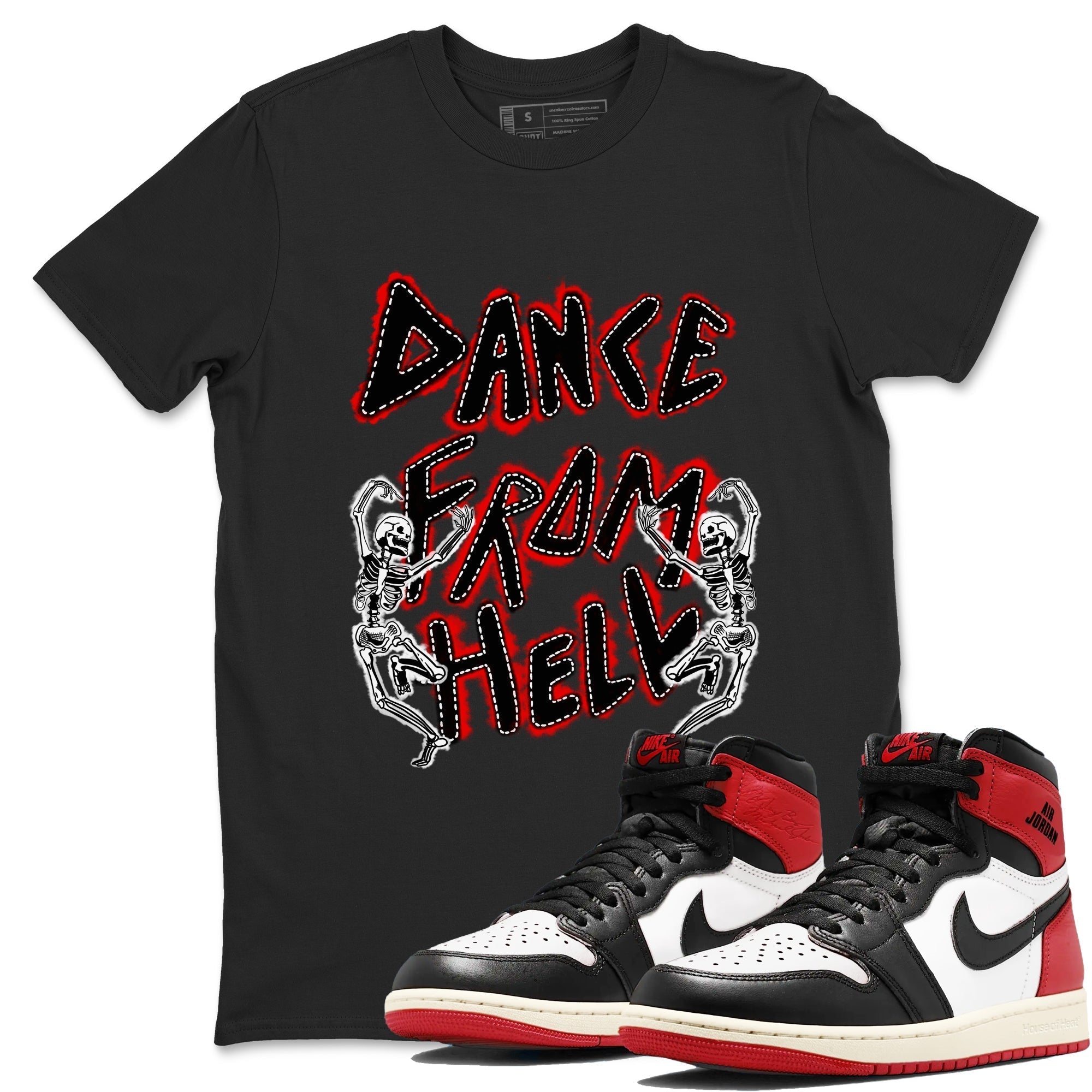 Dance From Hell snkmatch Tees - Air Jordan 1 Black Toe Reimagined
