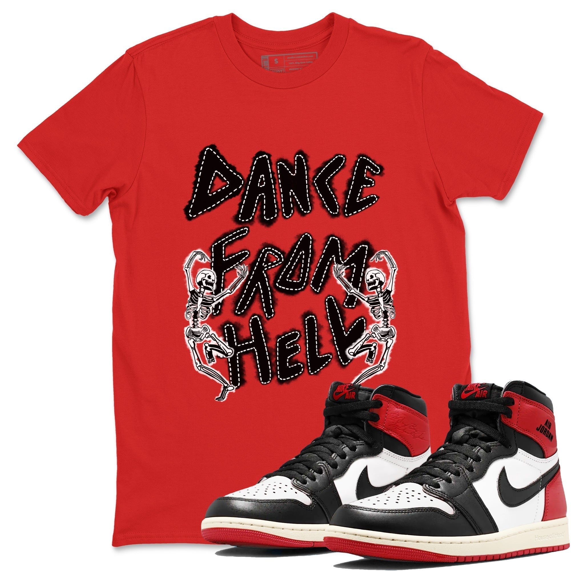 Dance From Hell snkmatch Tees - Air Jordan 1 Black Toe Reimagined