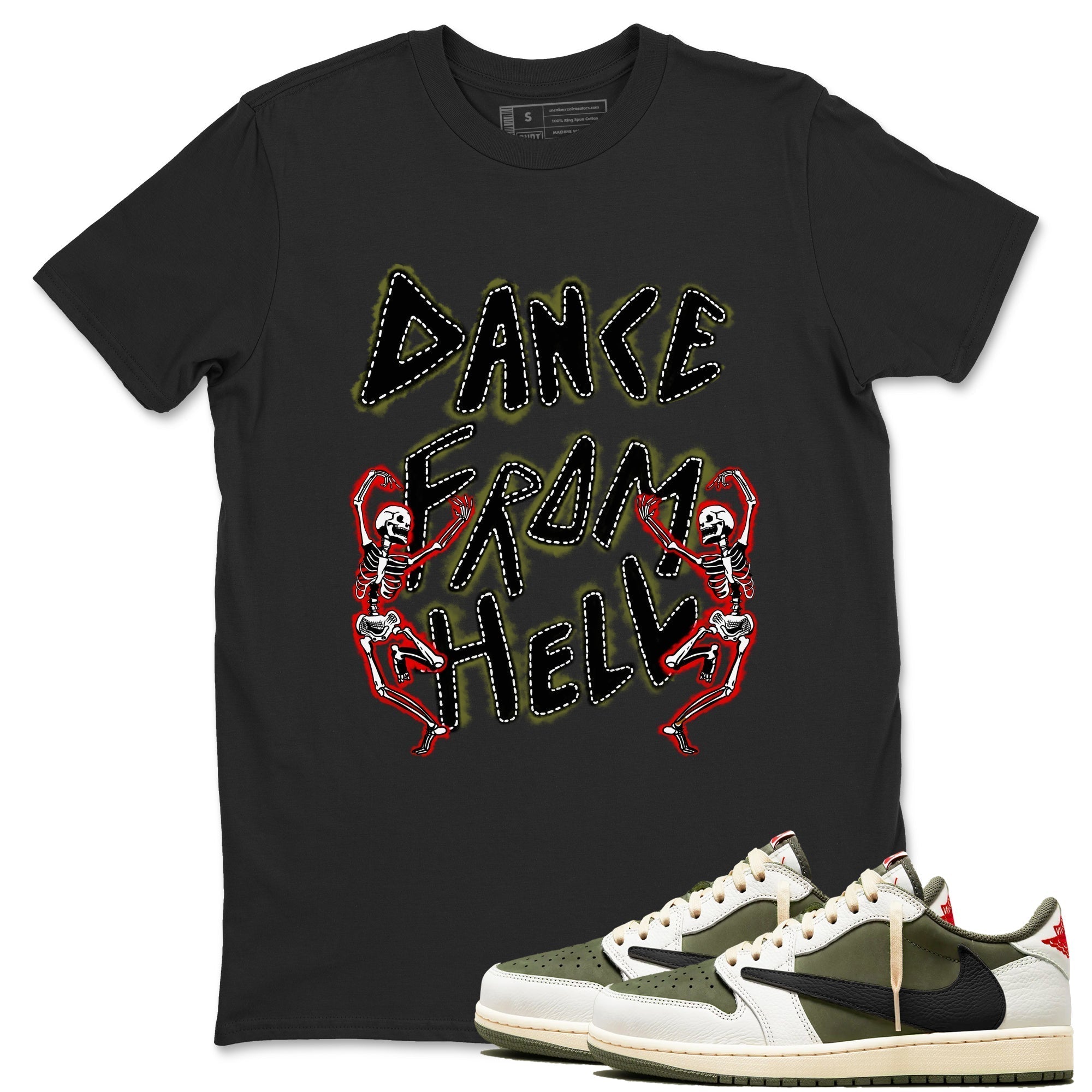 Dance From Hell snkmatch Tees - Air Jordan 1 Travis Scott Medium Olive
