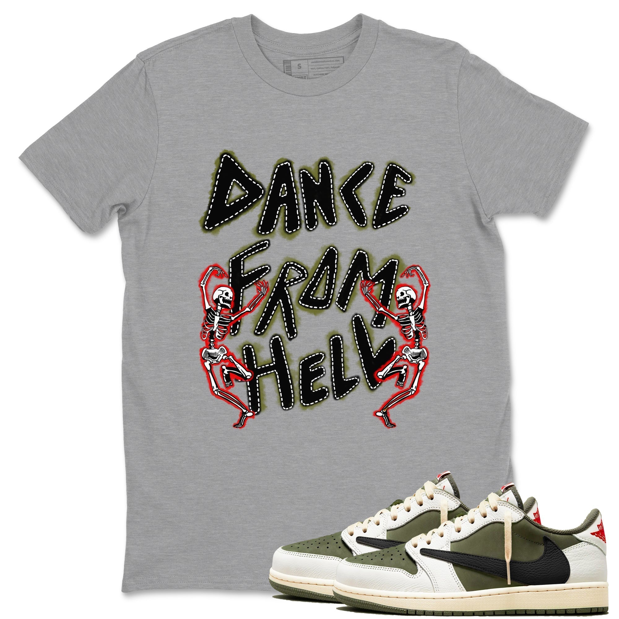 Dance From Hell snkmatch Tees - Air Jordan 1 Travis Scott Medium Olive